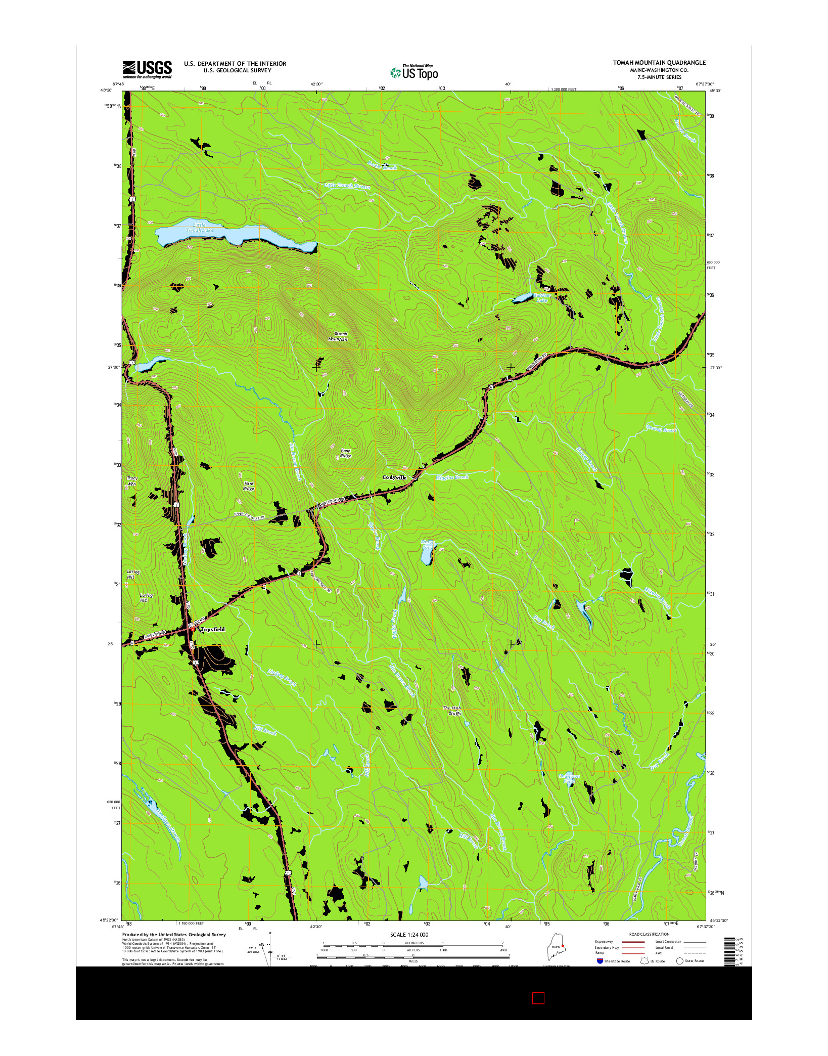 USGS US TOPO 7.5-MINUTE MAP FOR TOMAH MOUNTAIN, ME 2014