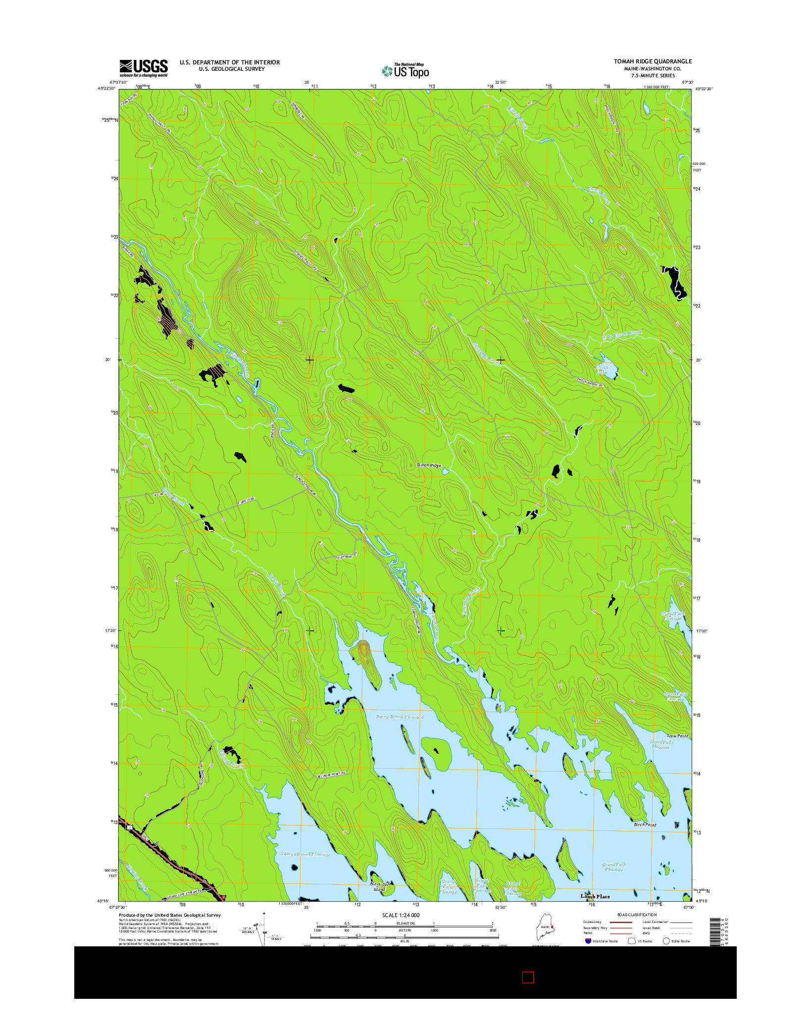 USGS US TOPO 7.5-MINUTE MAP FOR TOMAH RIDGE, ME 2014