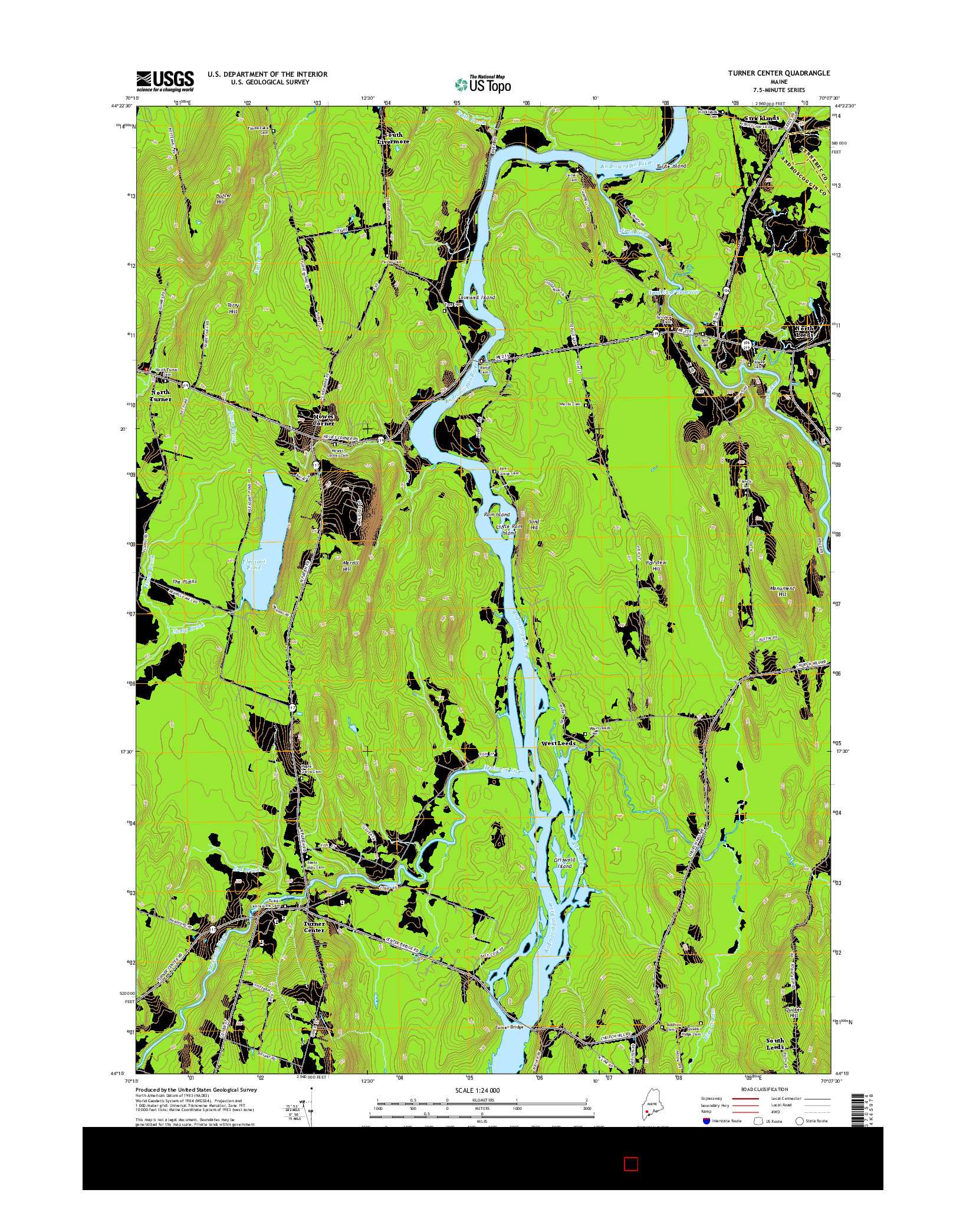 USGS US TOPO 7.5-MINUTE MAP FOR TURNER CENTER, ME 2014