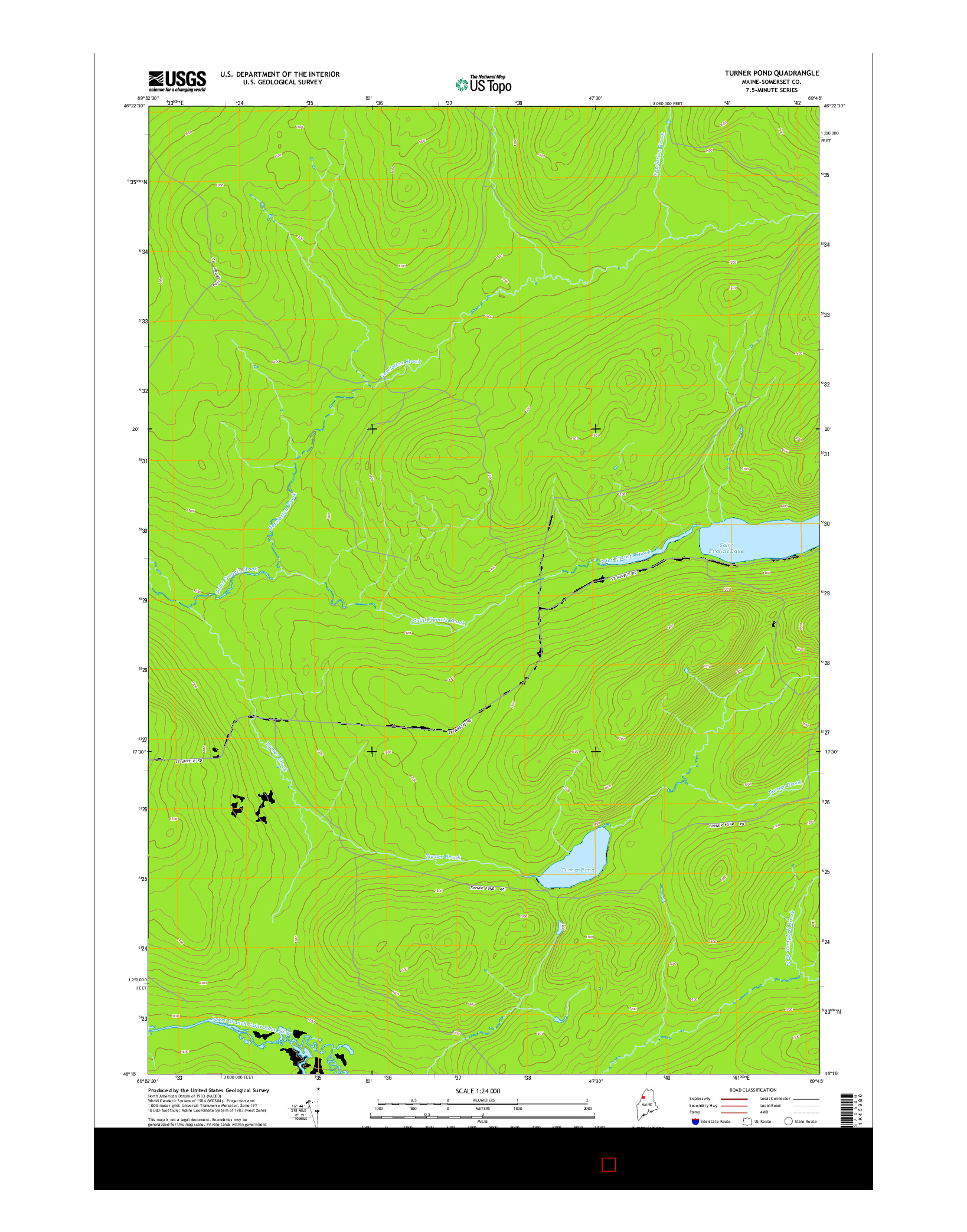USGS US TOPO 7.5-MINUTE MAP FOR TURNER POND, ME 2014