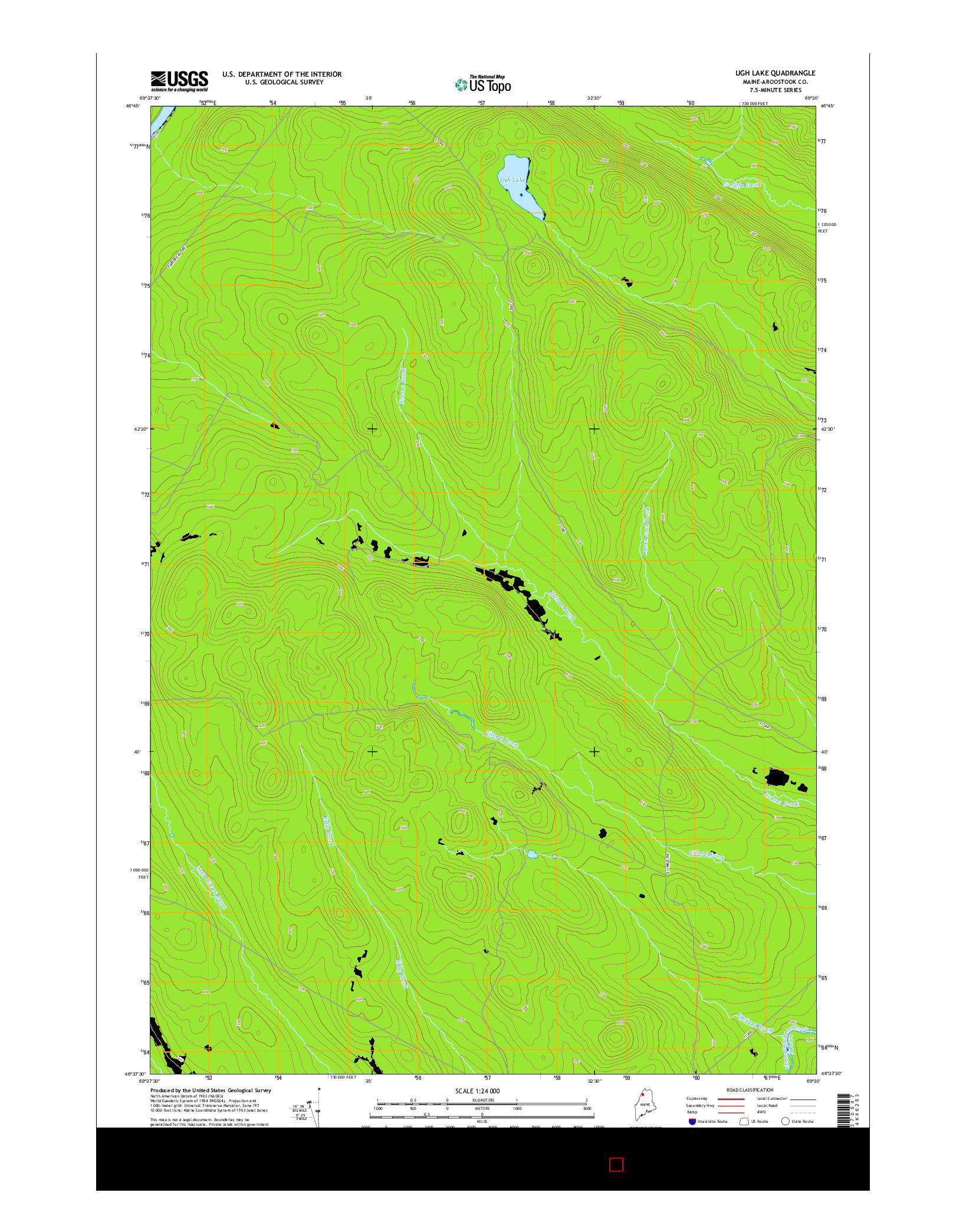 USGS US TOPO 7.5-MINUTE MAP FOR UGH LAKE, ME 2014
