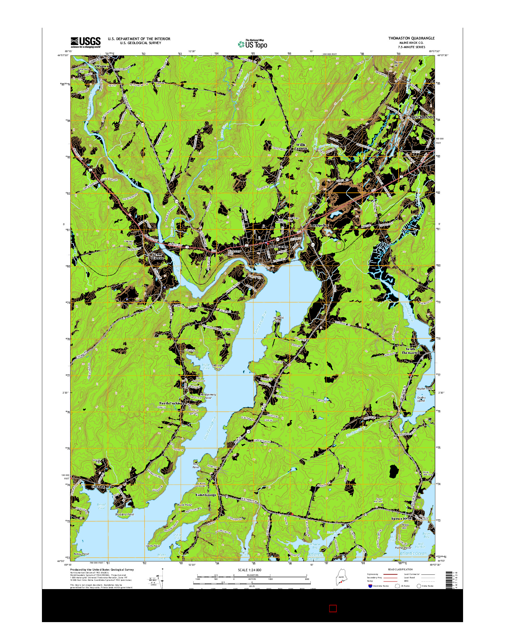 USGS US TOPO 7.5-MINUTE MAP FOR THOMASTON, ME 2014