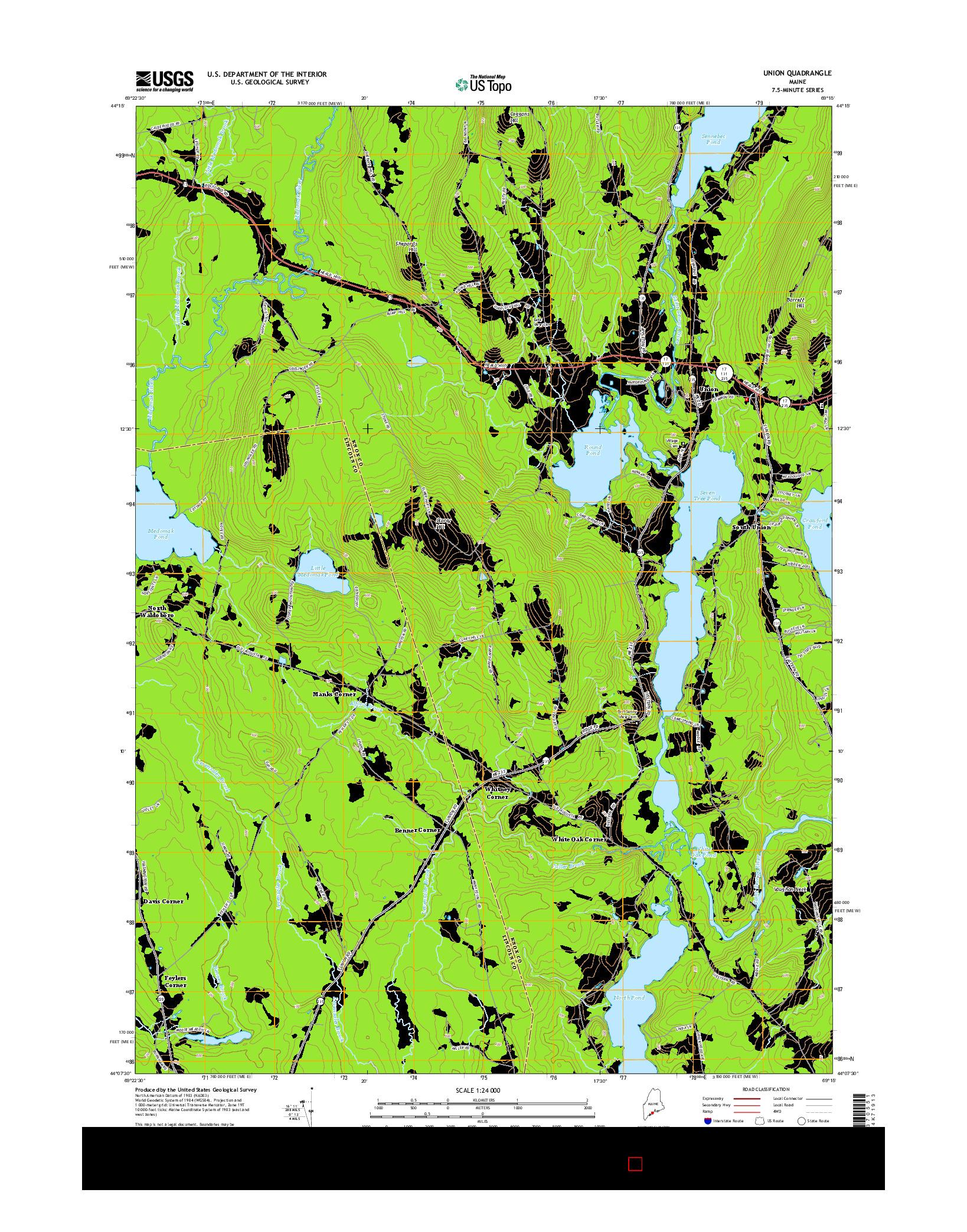 USGS US TOPO 7.5-MINUTE MAP FOR UNION, ME 2014