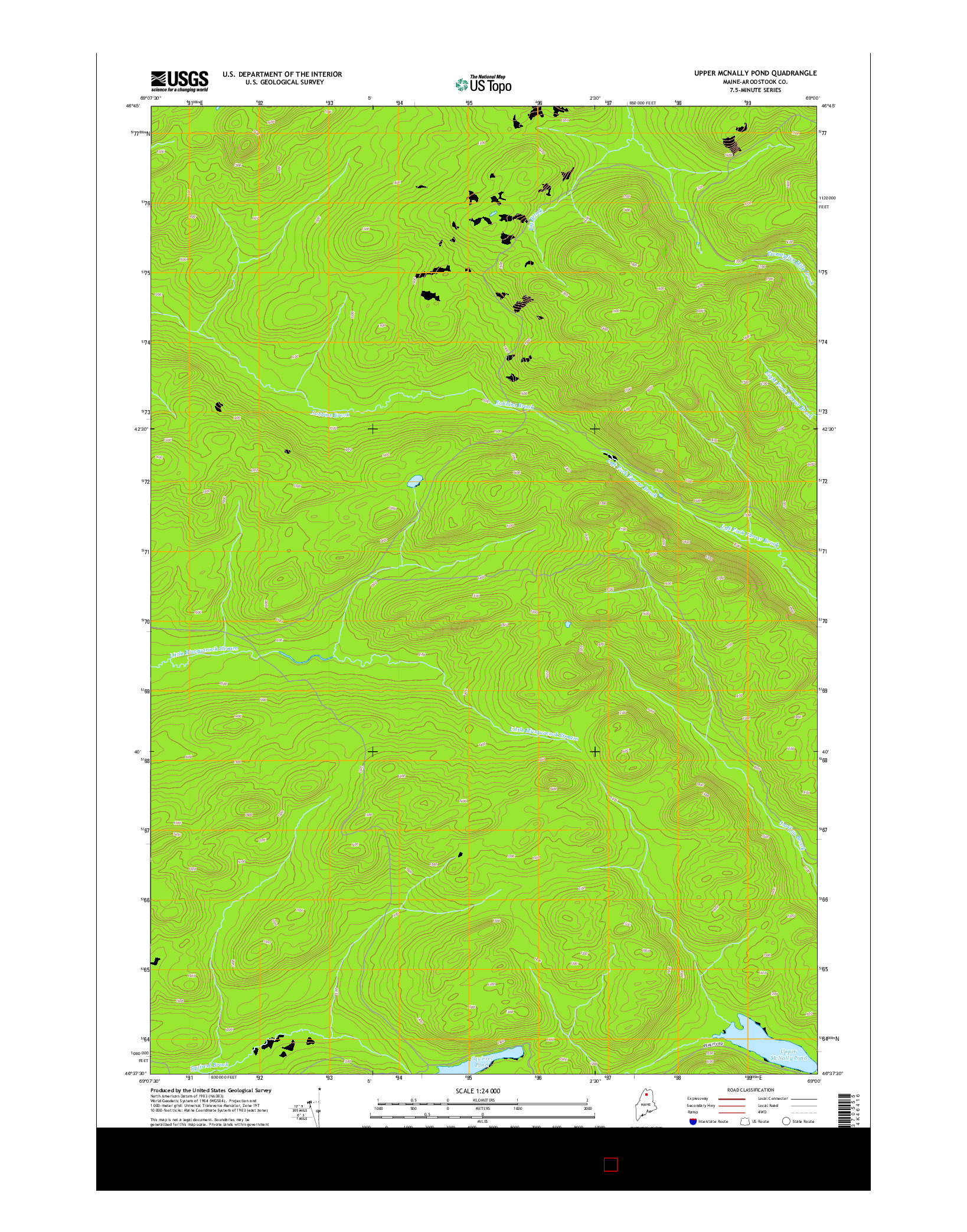 USGS US TOPO 7.5-MINUTE MAP FOR UPPER MCNALLY POND, ME 2014