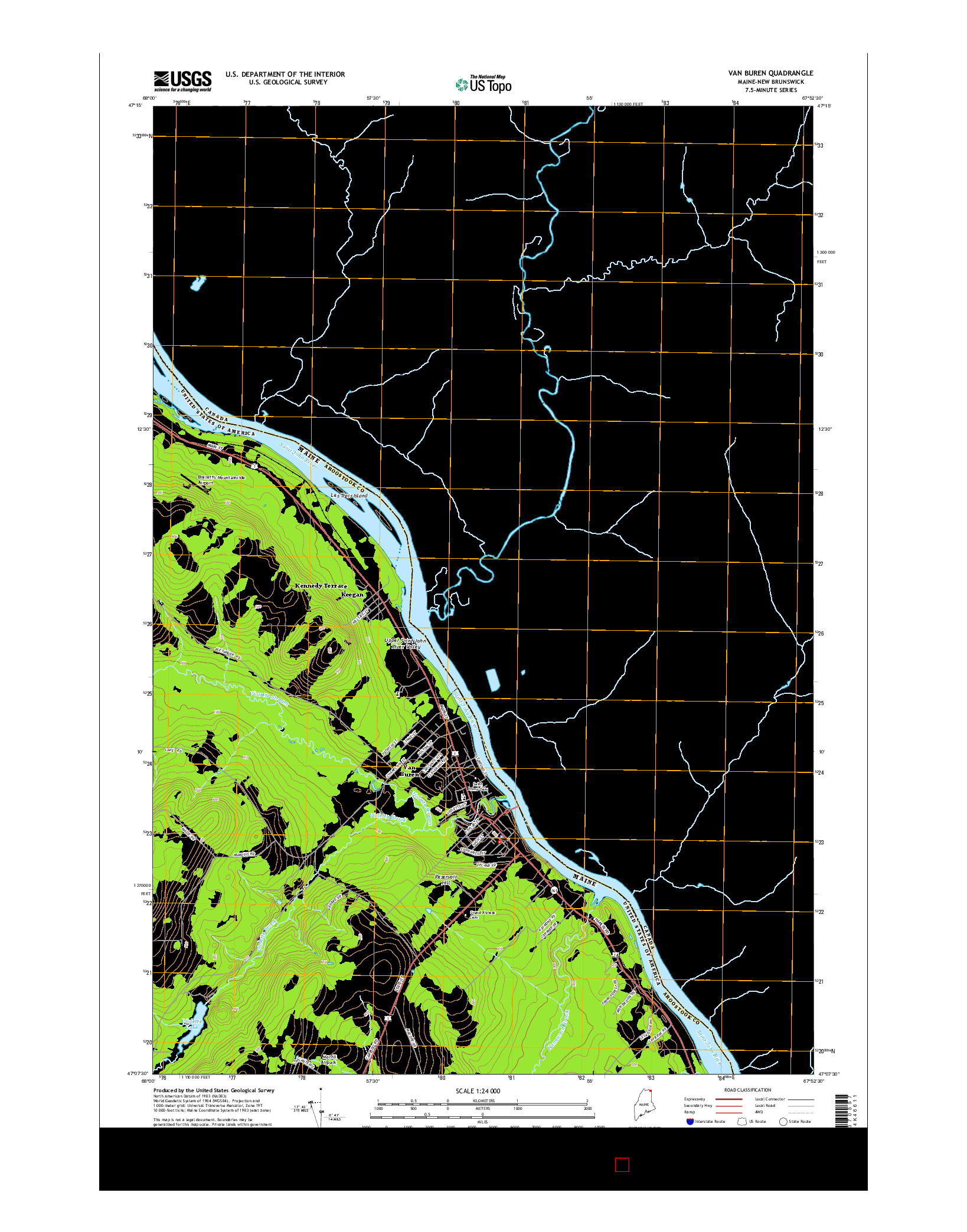 USGS US TOPO 7.5-MINUTE MAP FOR VAN BUREN, ME-NB 2014