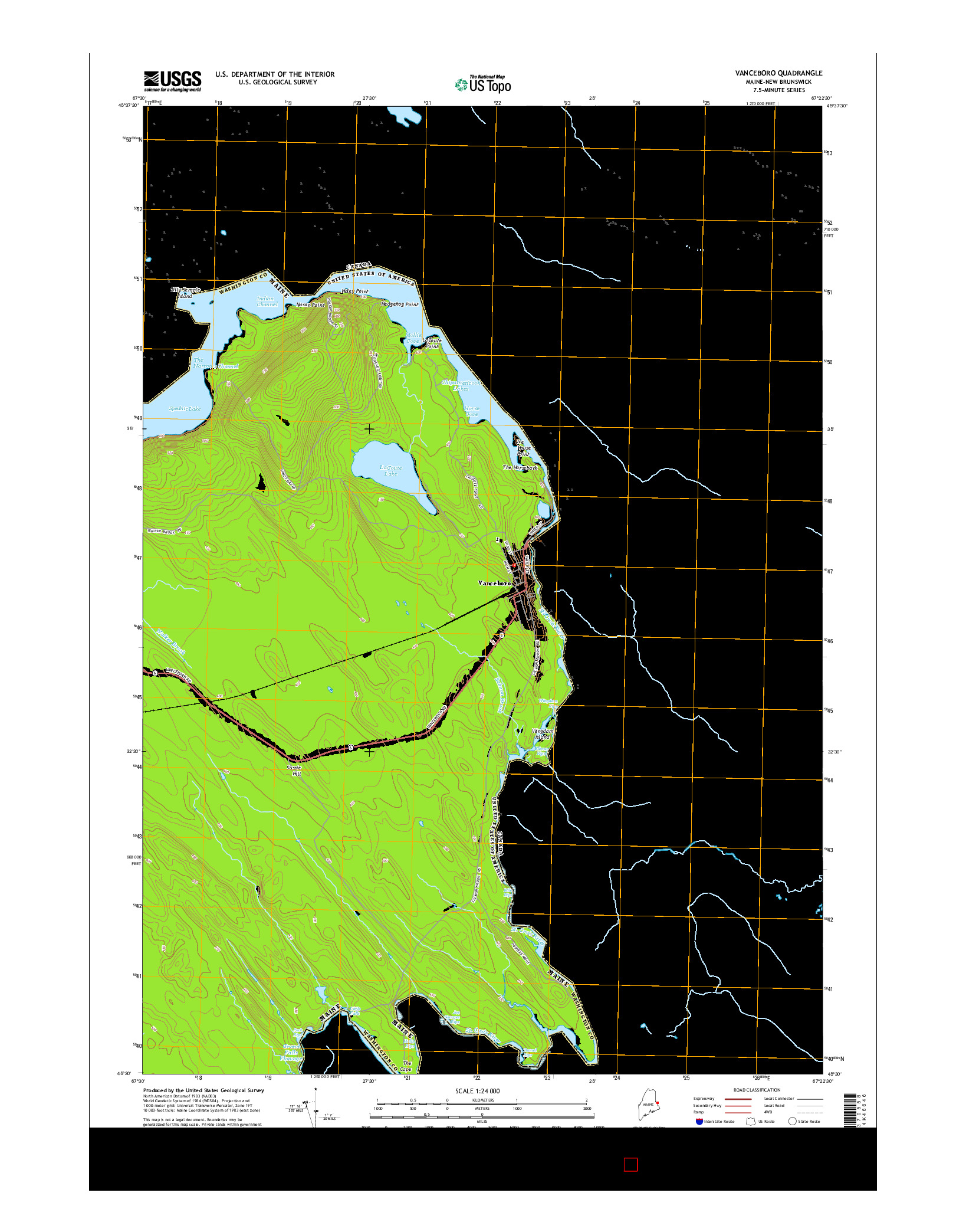 USGS US TOPO 7.5-MINUTE MAP FOR VANCEBORO, ME-NB 2014
