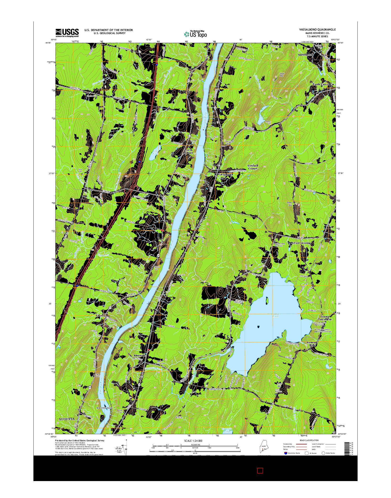 USGS US TOPO 7.5-MINUTE MAP FOR VASSALBORO, ME 2014