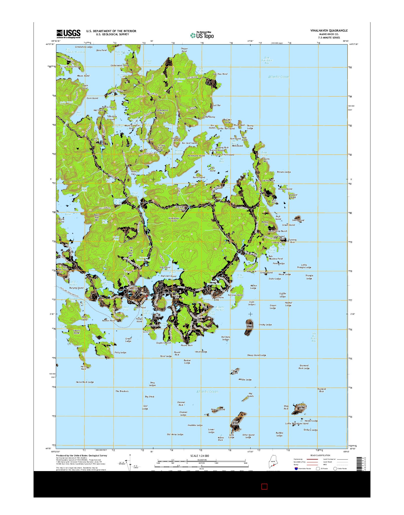 USGS US TOPO 7.5-MINUTE MAP FOR VINALHAVEN, ME 2014