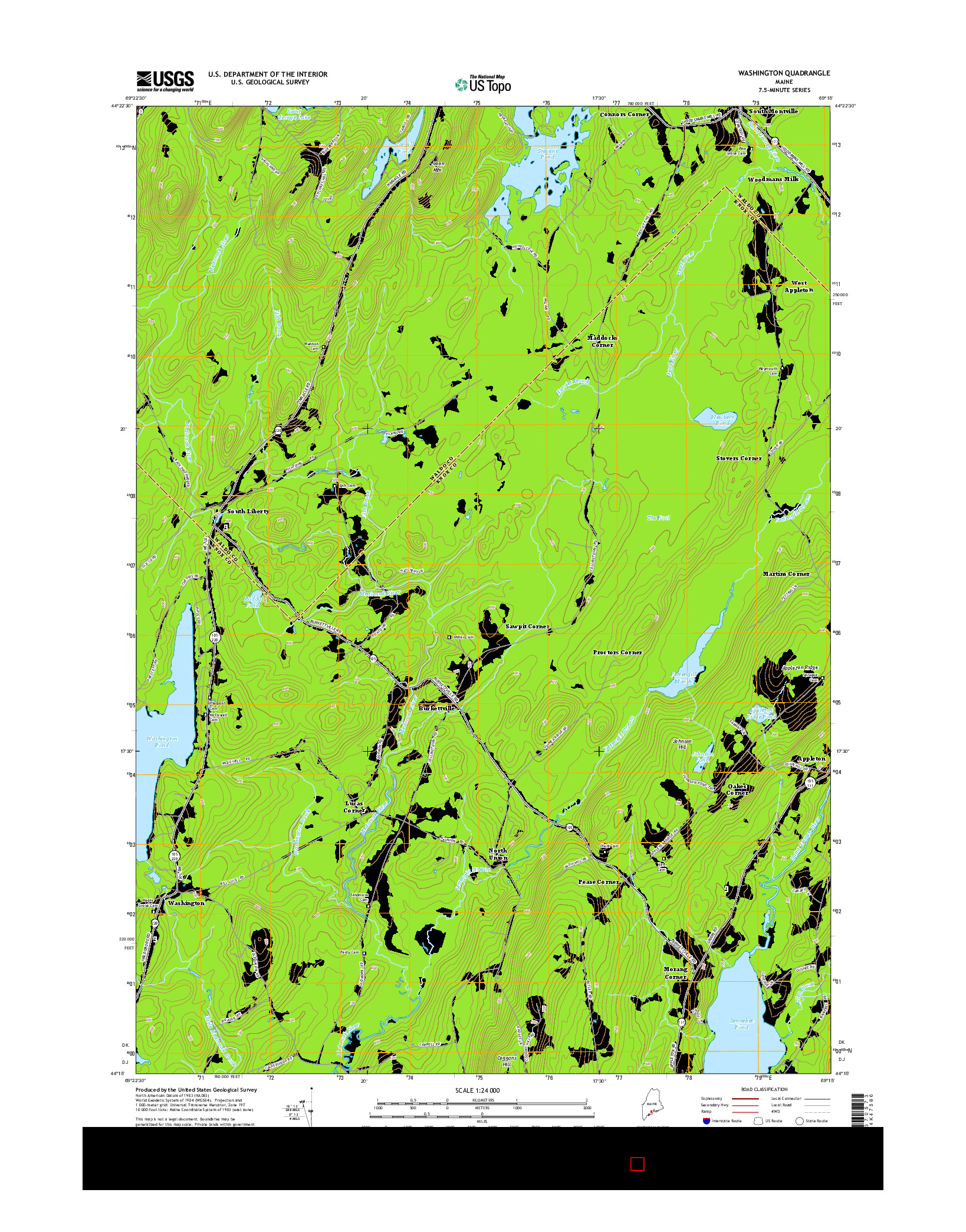 USGS US TOPO 7.5-MINUTE MAP FOR WASHINGTON, ME 2014