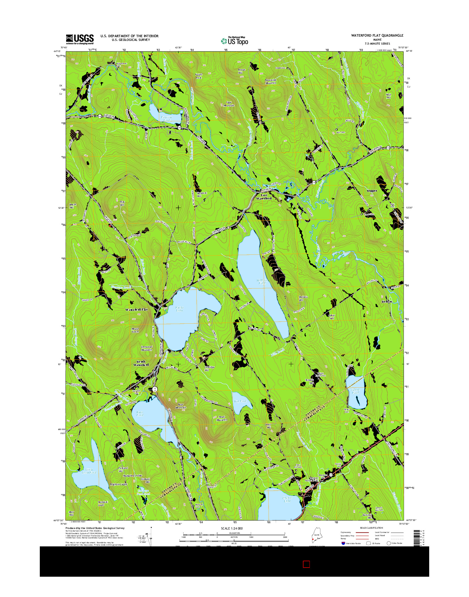 USGS US TOPO 7.5-MINUTE MAP FOR WATERFORD FLAT, ME 2014