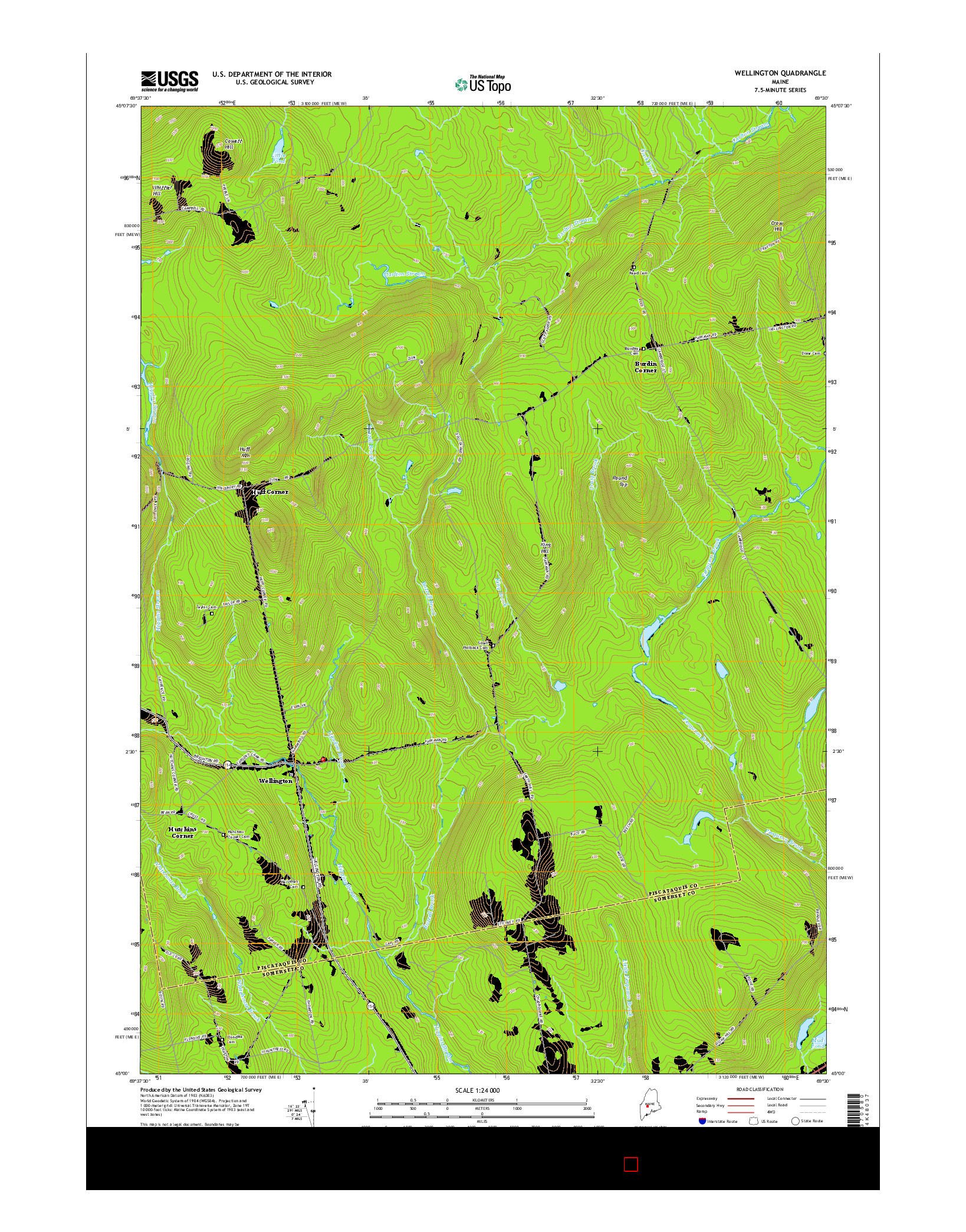 USGS US TOPO 7.5-MINUTE MAP FOR WELLINGTON, ME 2014