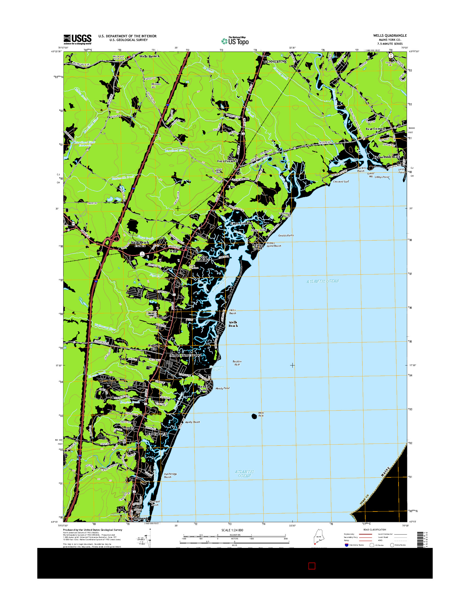 USGS US TOPO 7.5-MINUTE MAP FOR WELLS, ME 2014