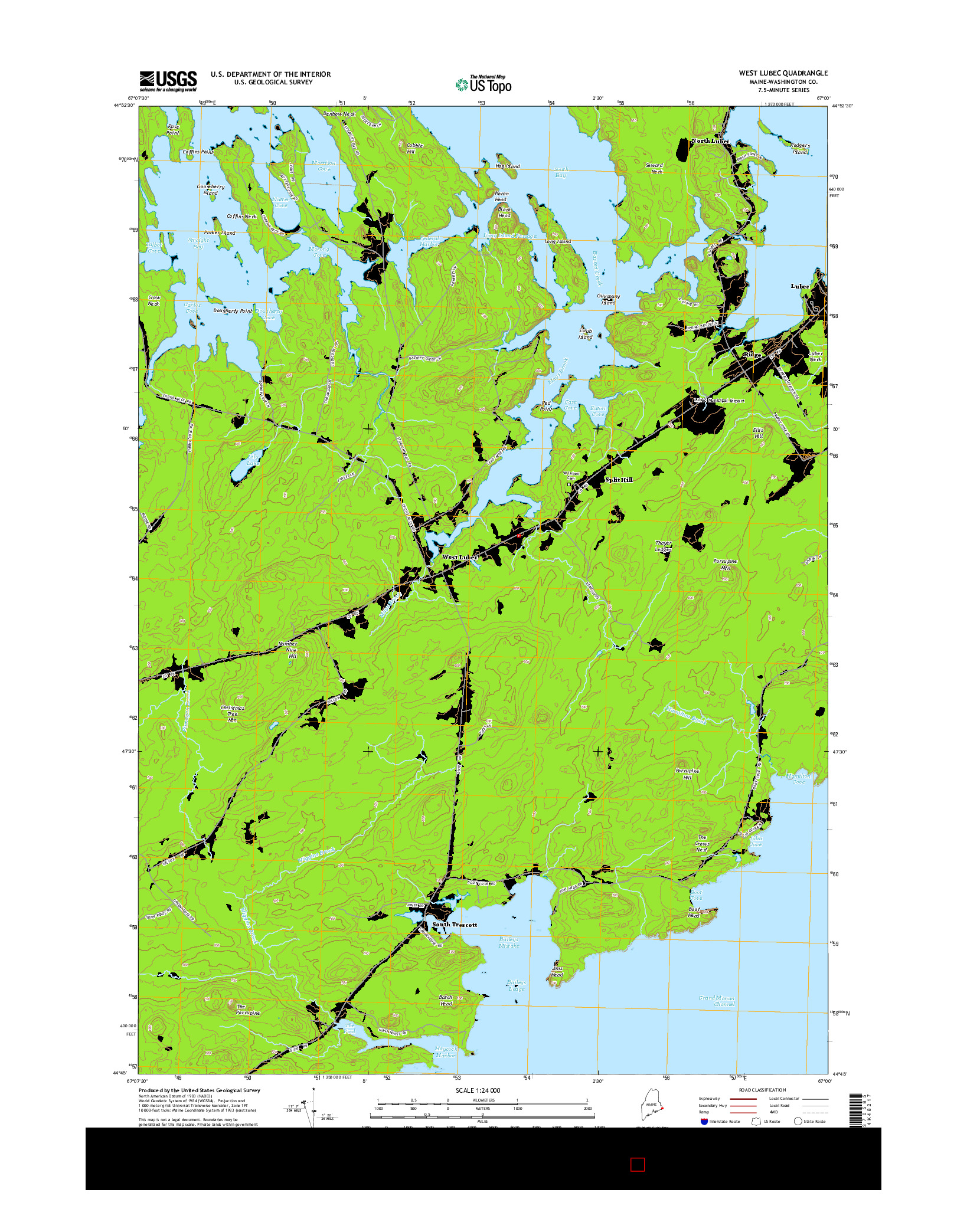 USGS US TOPO 7.5-MINUTE MAP FOR WEST LUBEC, ME 2014