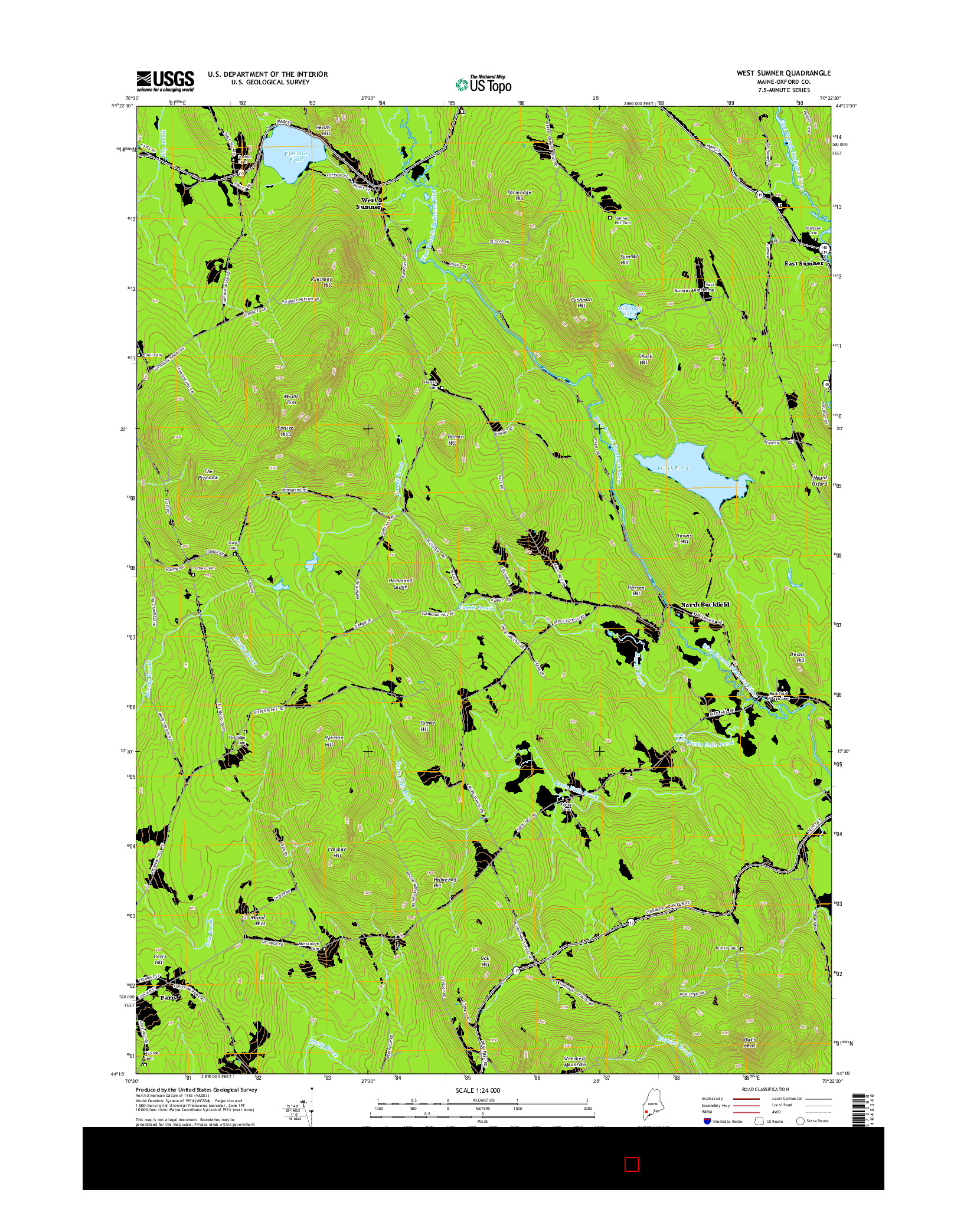 USGS US TOPO 7.5-MINUTE MAP FOR WEST SUMNER, ME 2014