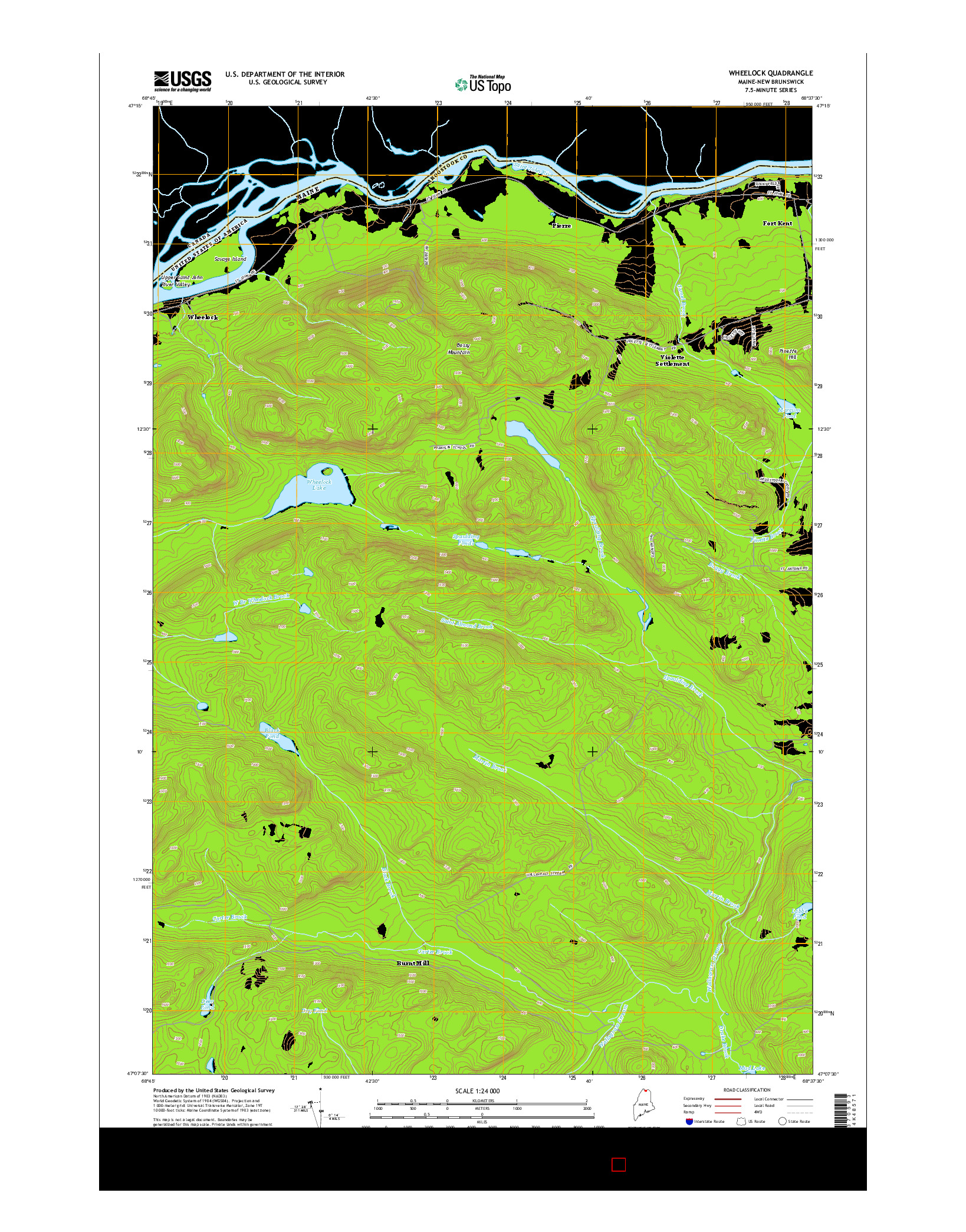 USGS US TOPO 7.5-MINUTE MAP FOR WHEELOCK, ME-NB 2014