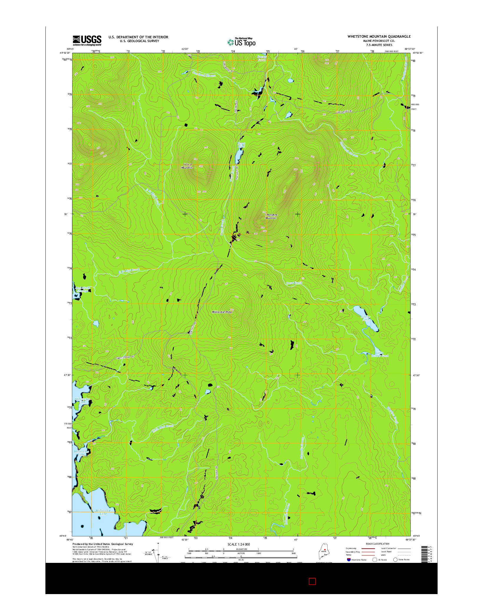 USGS US TOPO 7.5-MINUTE MAP FOR WHETSTONE MOUNTAIN, ME 2014