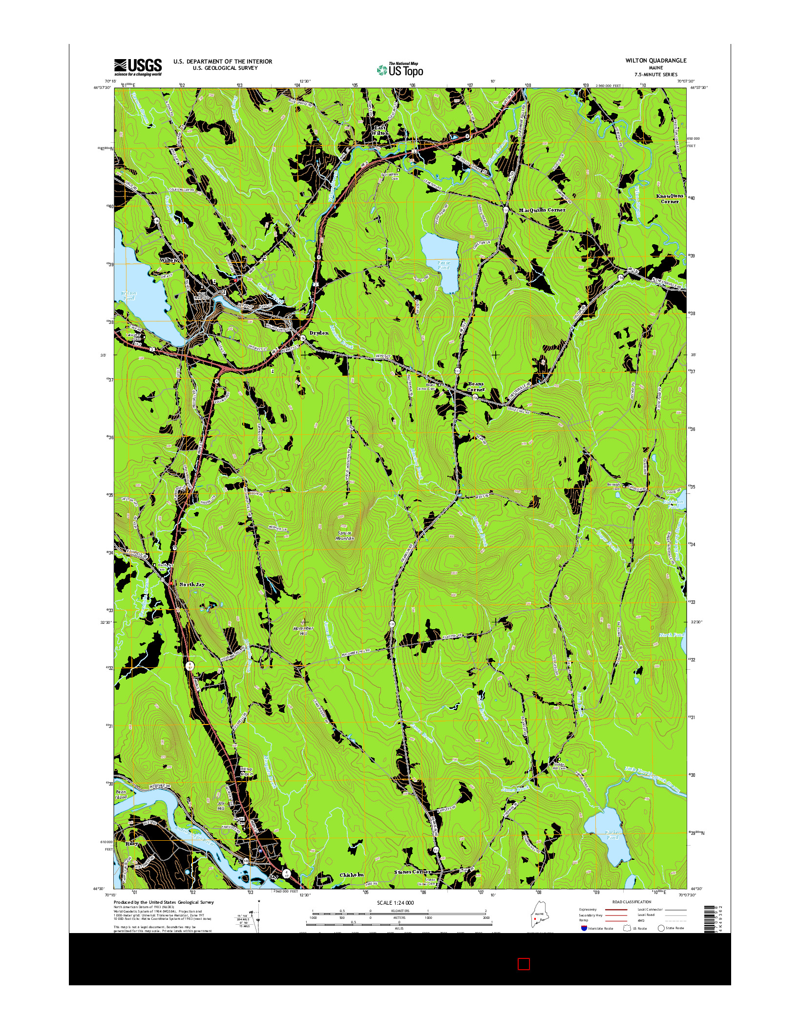 USGS US TOPO 7.5-MINUTE MAP FOR WILTON, ME 2014