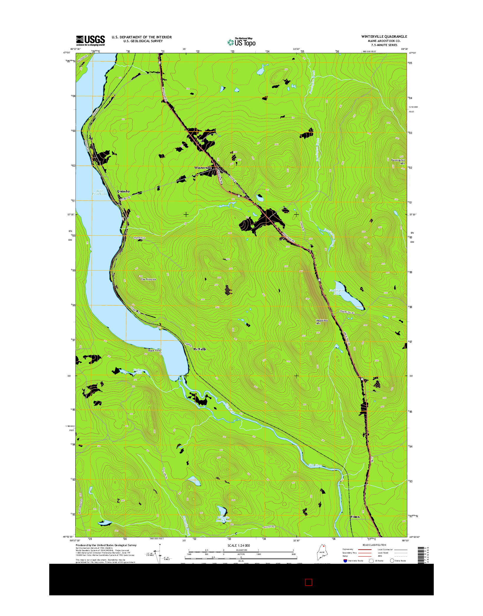 USGS US TOPO 7.5-MINUTE MAP FOR WINTERVILLE, ME 2014