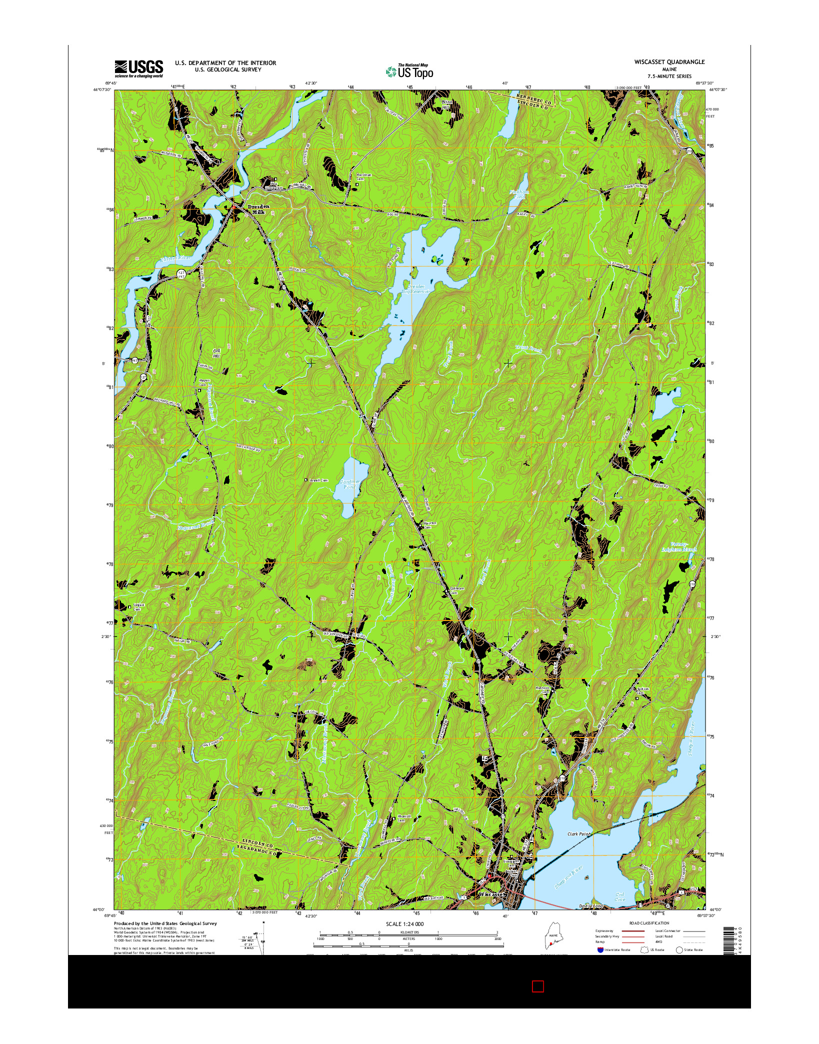 USGS US TOPO 7.5-MINUTE MAP FOR WISCASSET, ME 2014