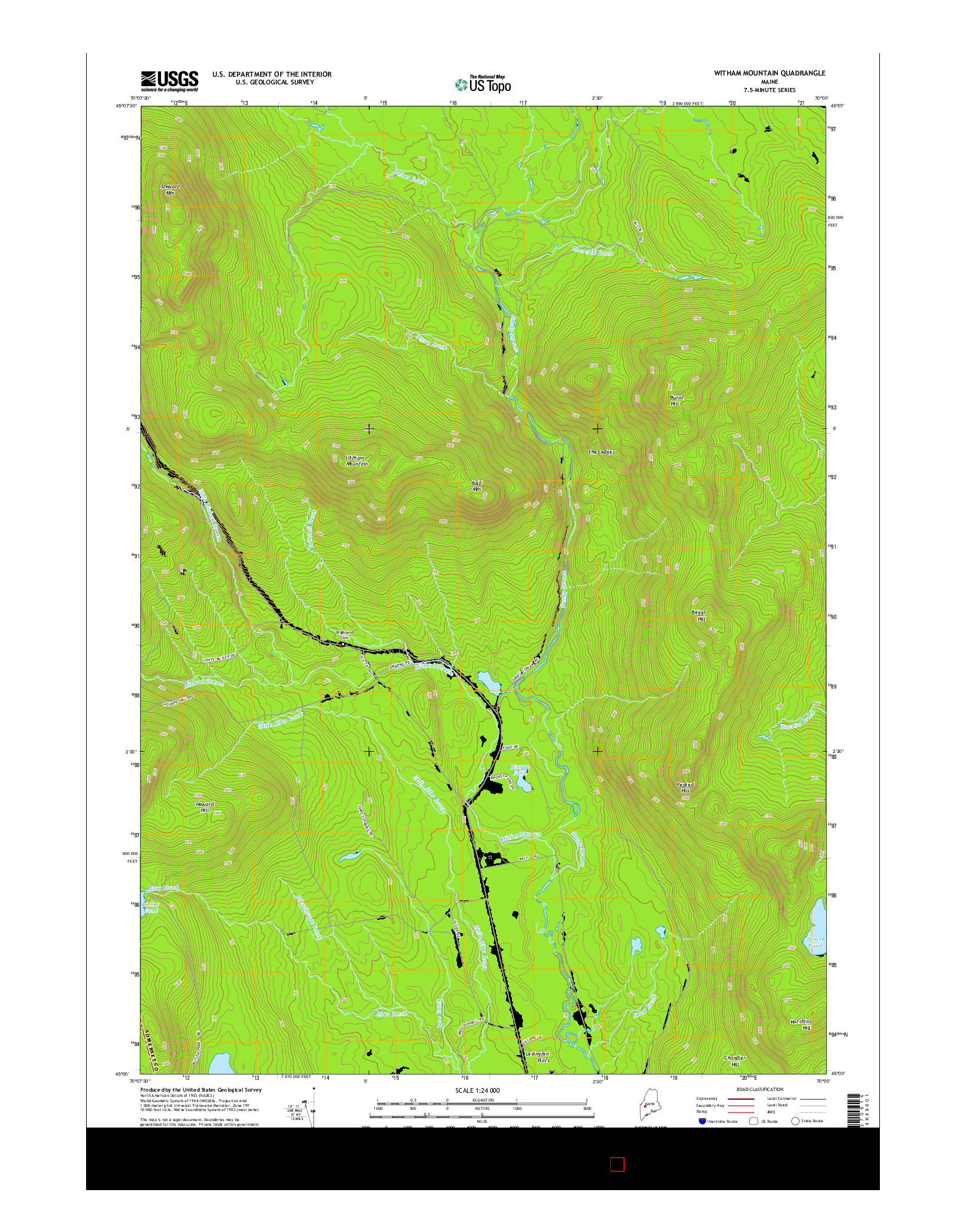 USGS US TOPO 7.5-MINUTE MAP FOR WITHAM MOUNTAIN, ME 2014