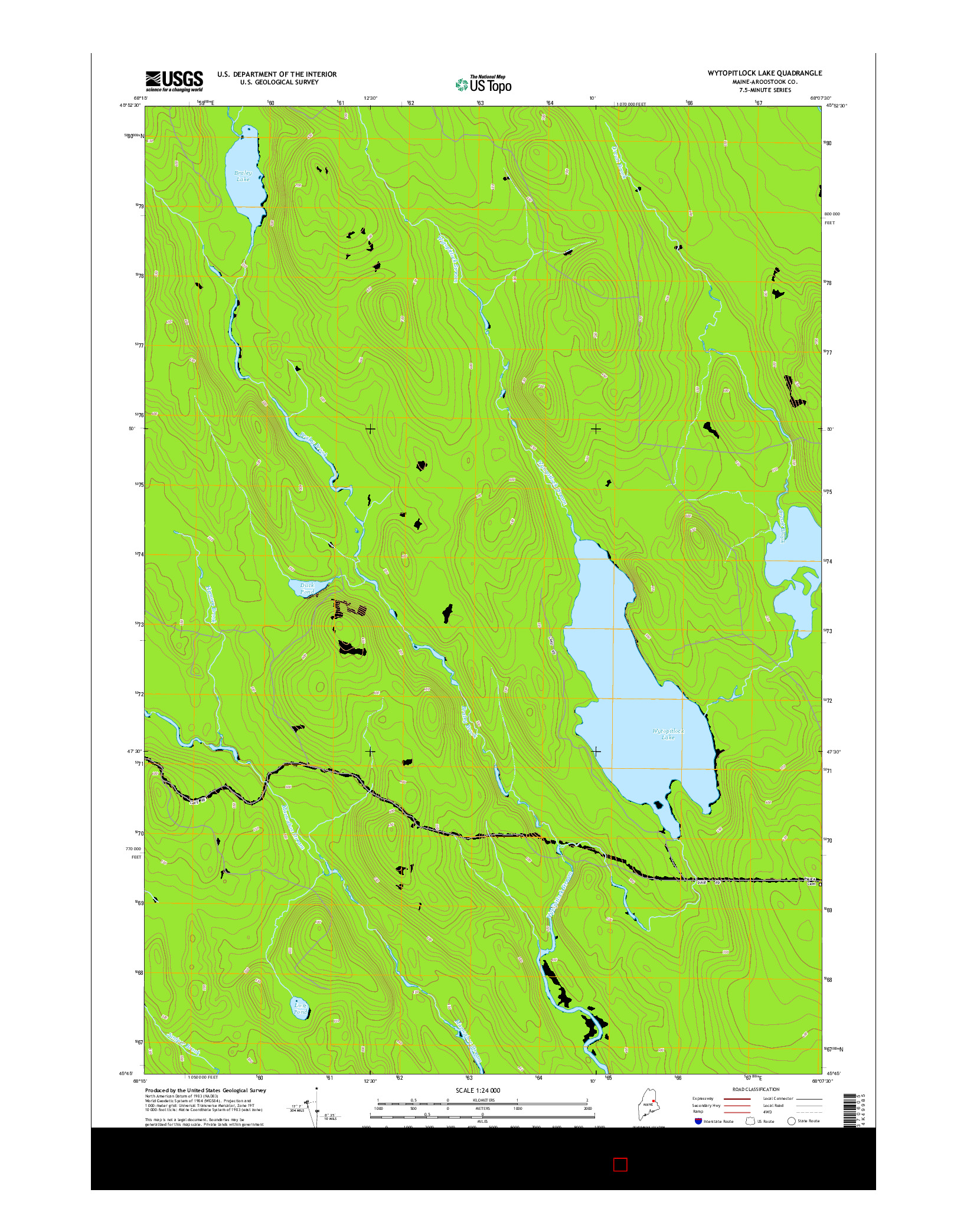 USGS US TOPO 7.5-MINUTE MAP FOR WYTOPITLOCK LAKE, ME 2014