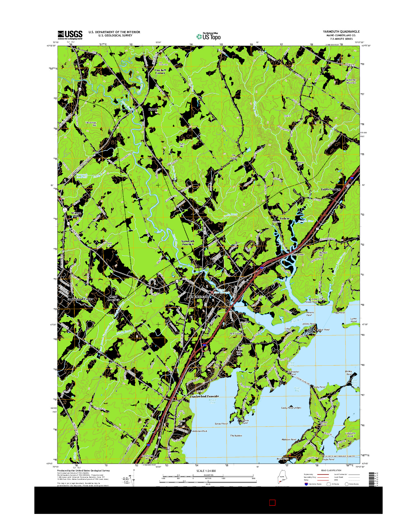USGS US TOPO 7.5-MINUTE MAP FOR YARMOUTH, ME 2014