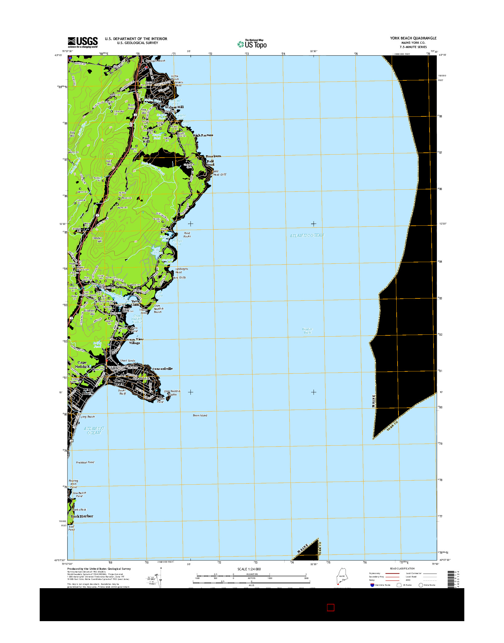 USGS US TOPO 7.5-MINUTE MAP FOR YORK BEACH, ME 2014