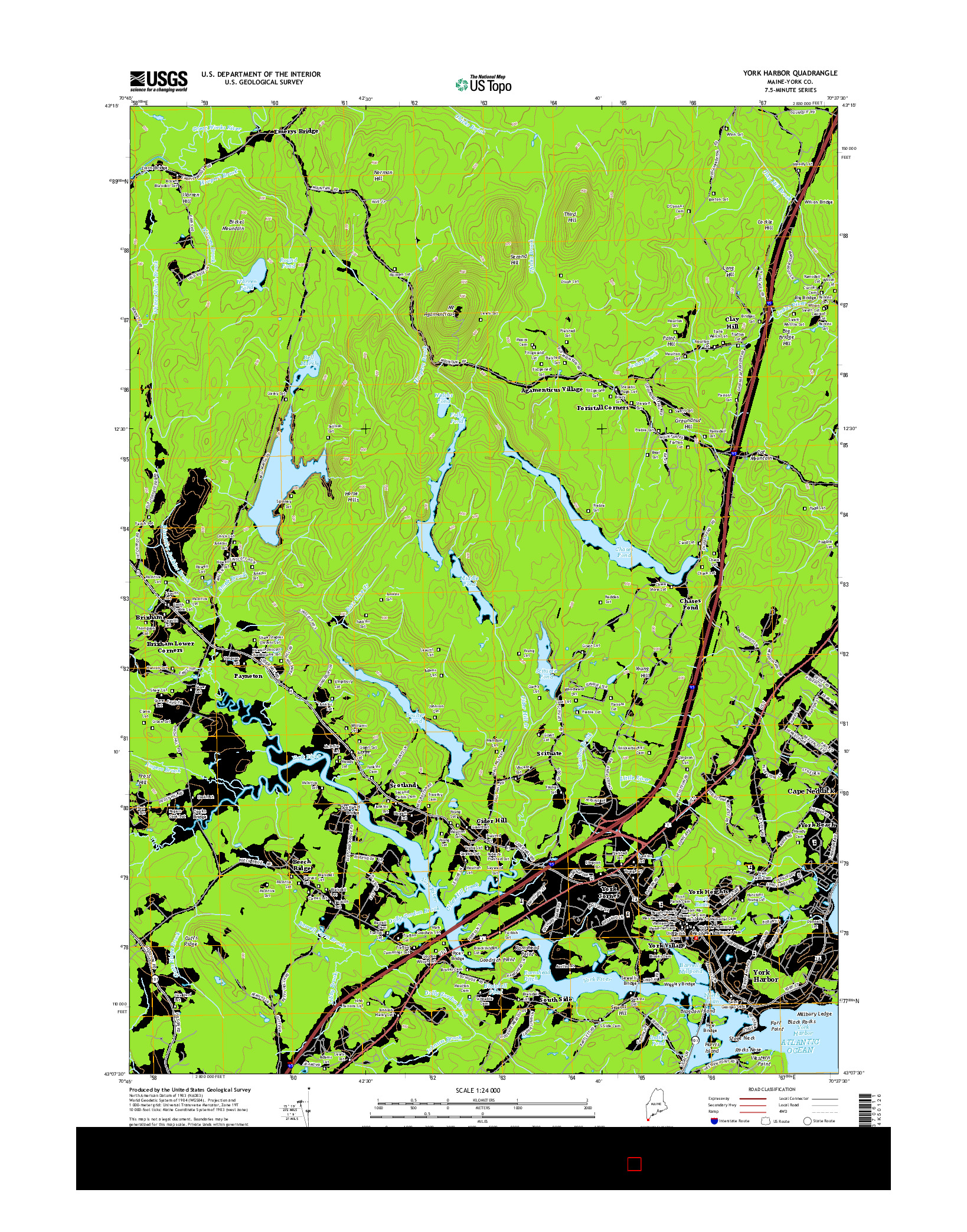 USGS US TOPO 7.5-MINUTE MAP FOR YORK HARBOR, ME 2014