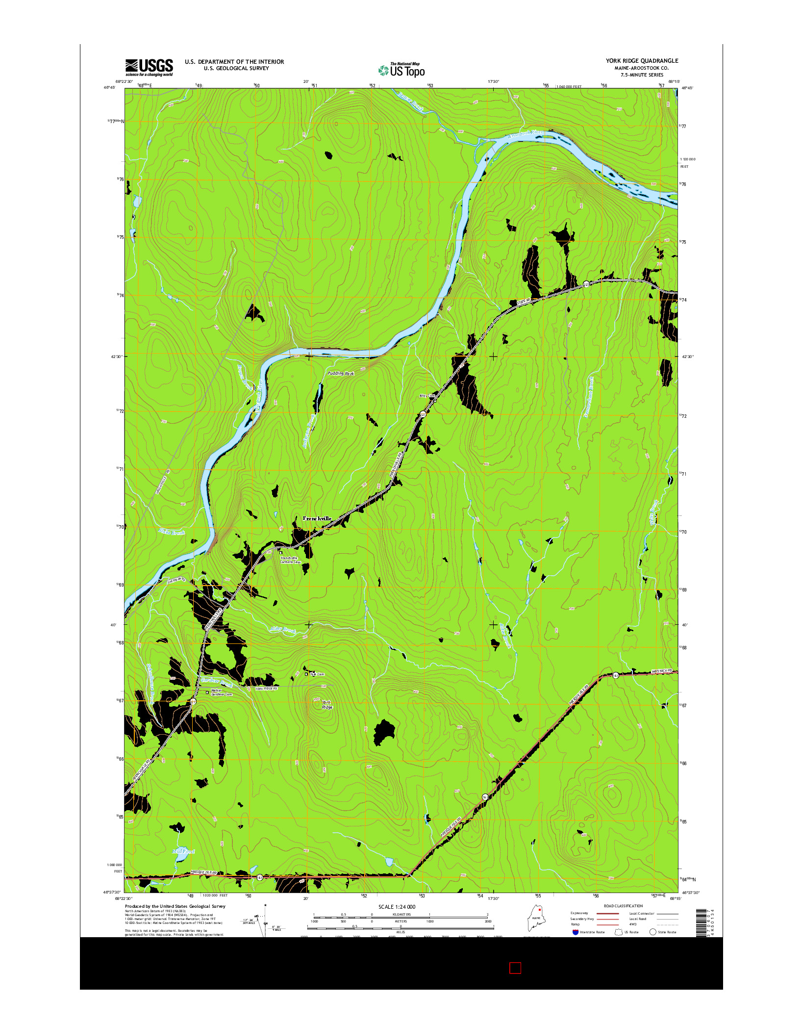 USGS US TOPO 7.5-MINUTE MAP FOR YORK RIDGE, ME 2014