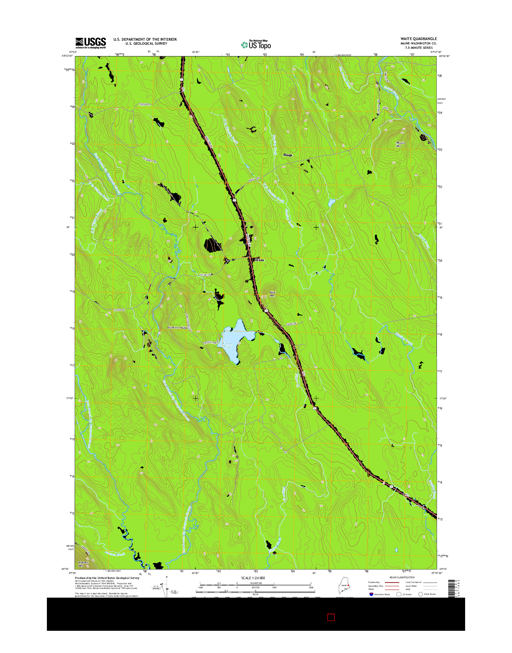 USGS US TOPO 7.5-MINUTE MAP FOR WAITE, ME 2014