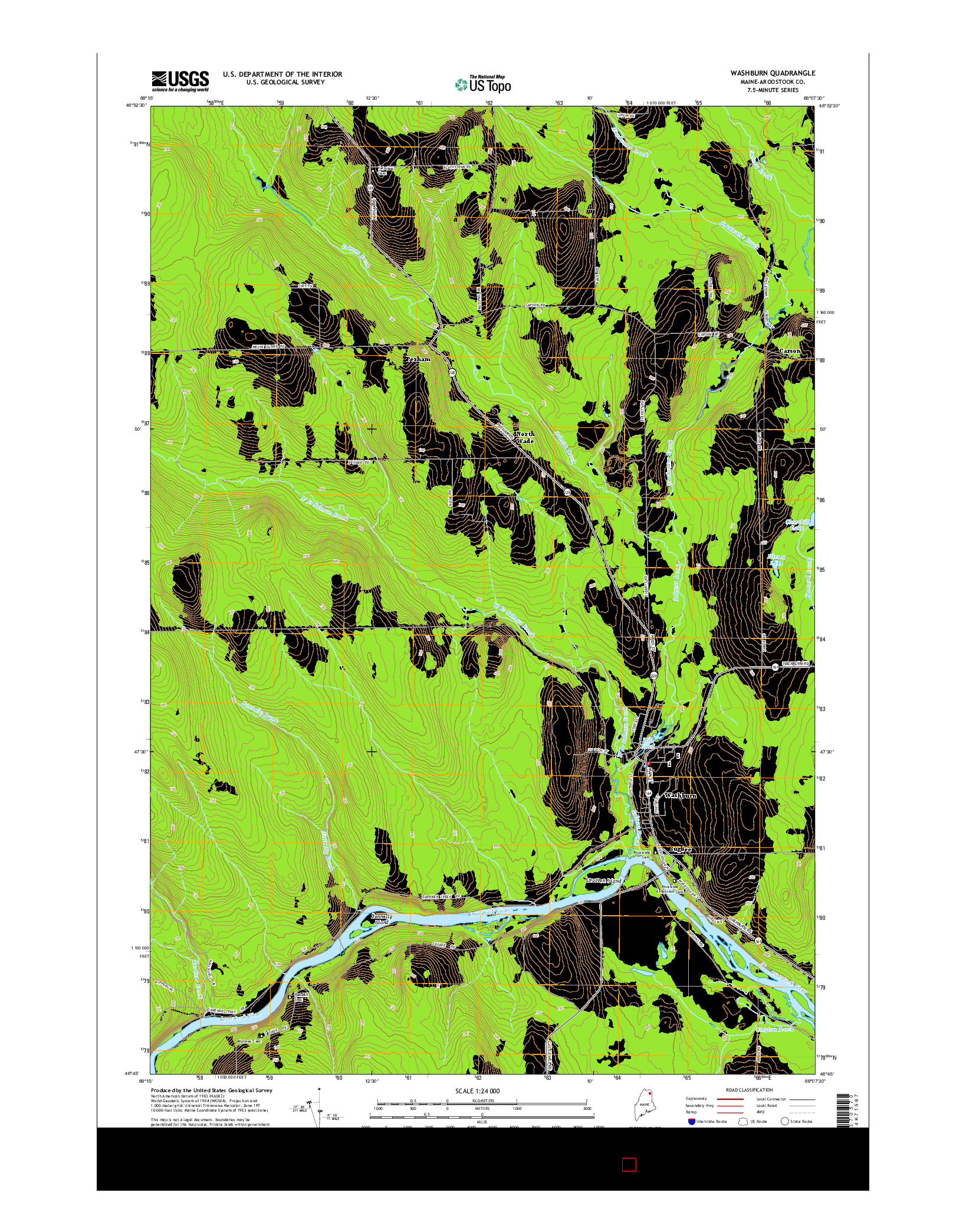 USGS US TOPO 7.5-MINUTE MAP FOR WASHBURN, ME 2014