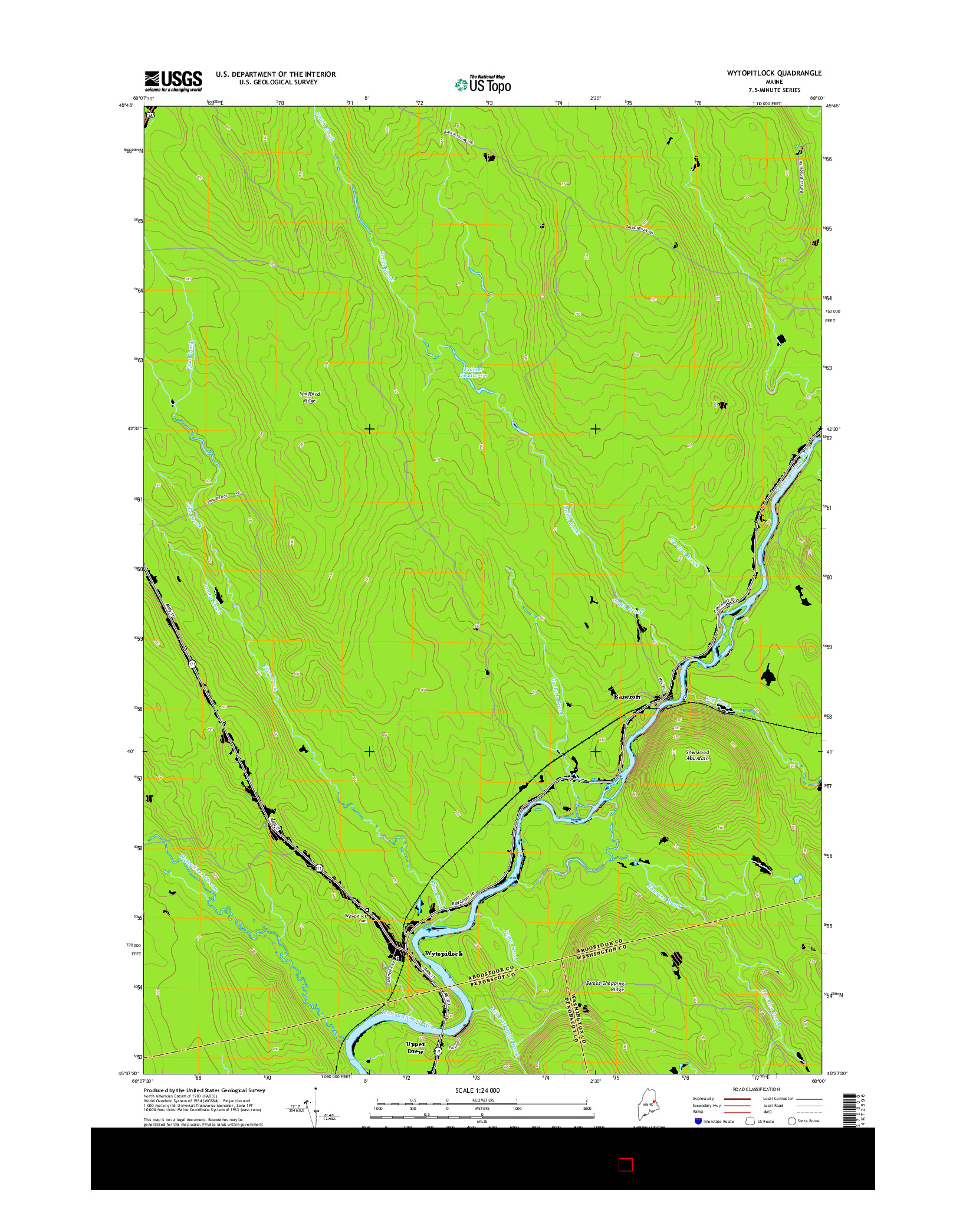 USGS US TOPO 7.5-MINUTE MAP FOR WYTOPITLOCK, ME 2014