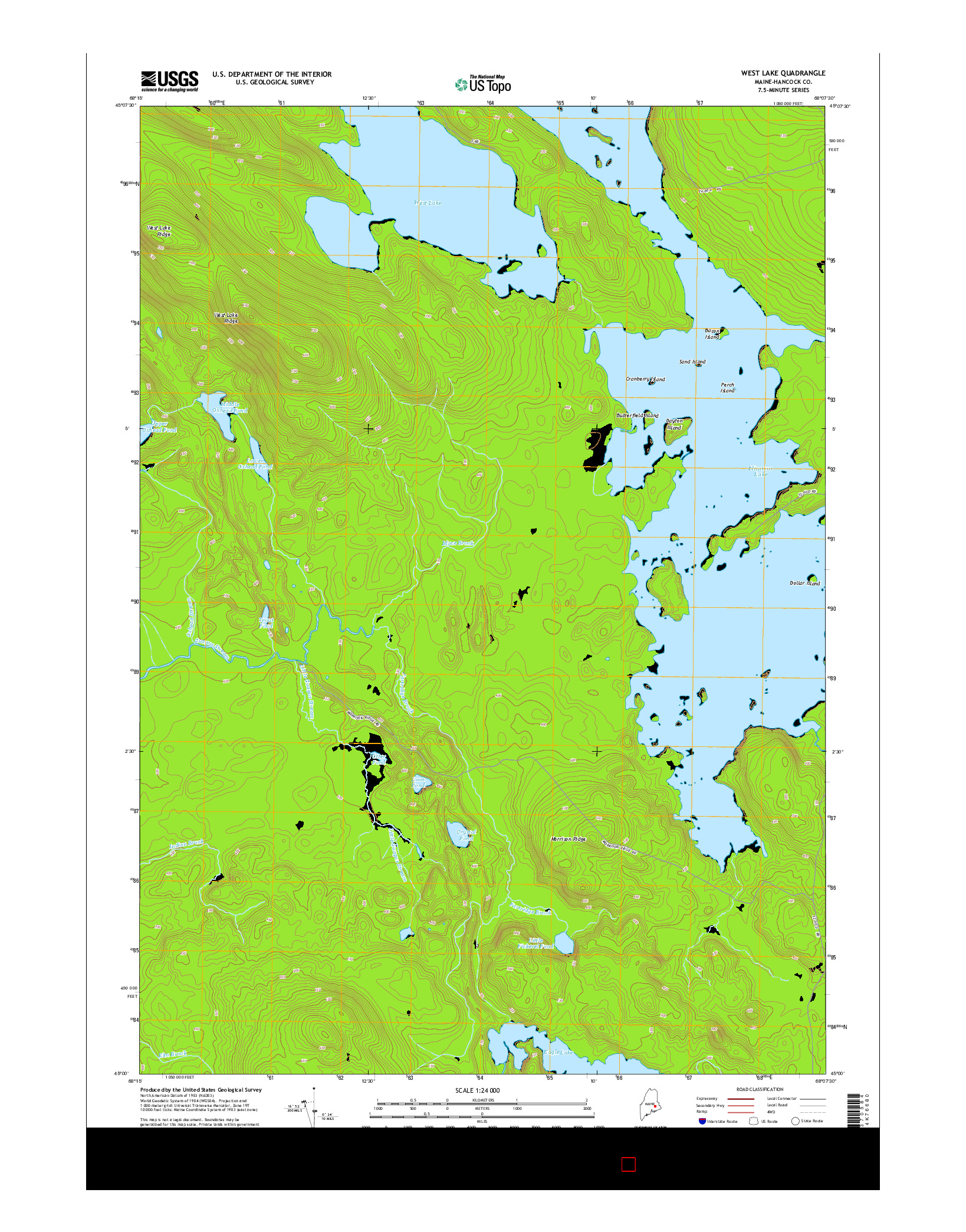 USGS US TOPO 7.5-MINUTE MAP FOR WEST LAKE, ME 2014