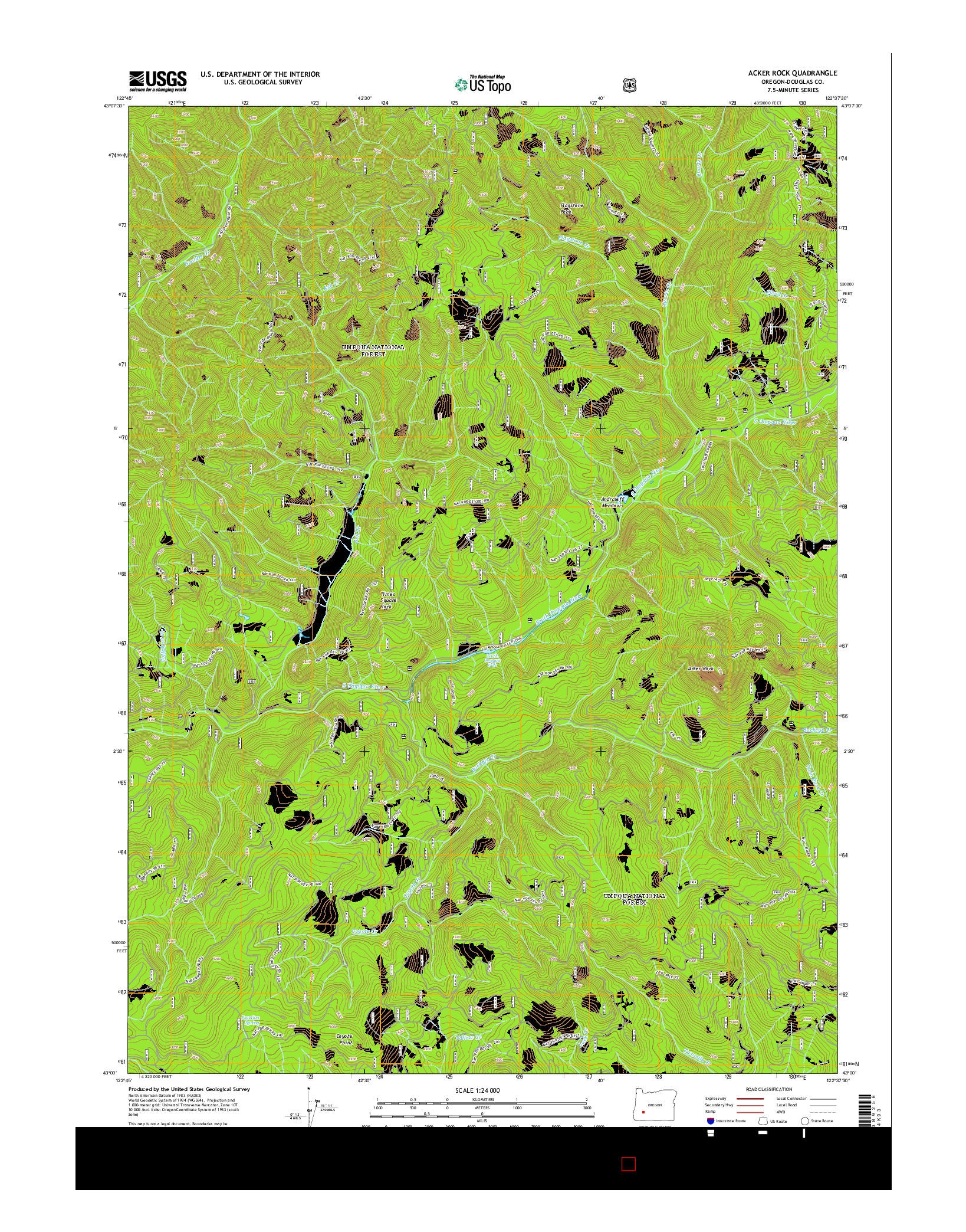 USGS US TOPO 7.5-MINUTE MAP FOR ACKER ROCK, OR 2014