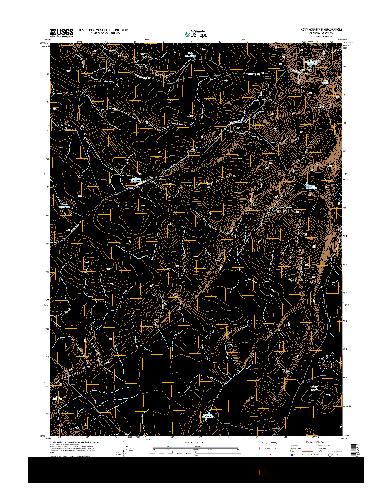 USGS US TOPO 7.5-MINUTE MAP FOR ACTY MOUNTAIN, OR 2014