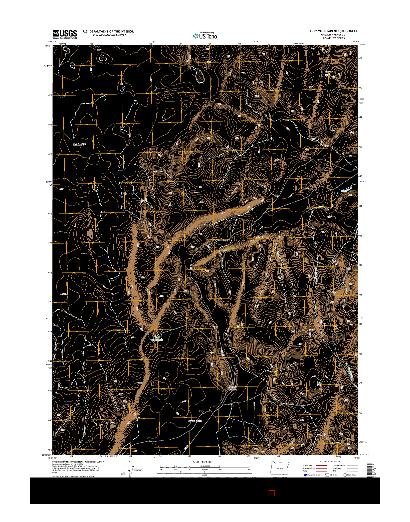 USGS US TOPO 7.5-MINUTE MAP FOR ACTY MOUNTAIN NE, OR 2014