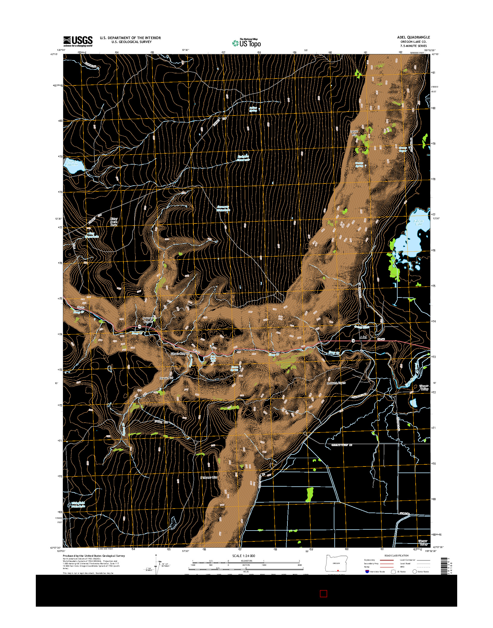 USGS US TOPO 7.5-MINUTE MAP FOR ADEL, OR 2014