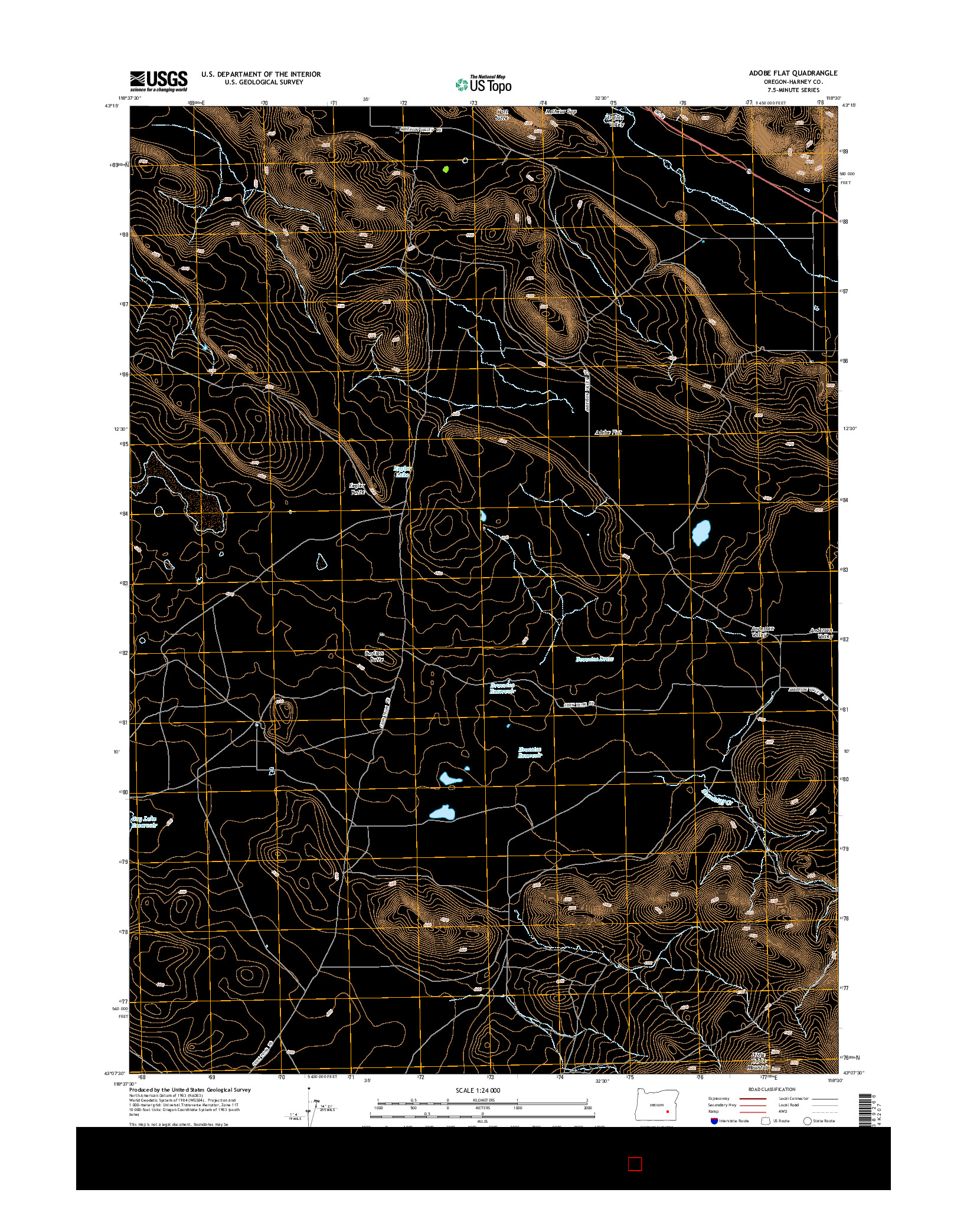 USGS US TOPO 7.5-MINUTE MAP FOR ADOBE FLAT, OR 2014
