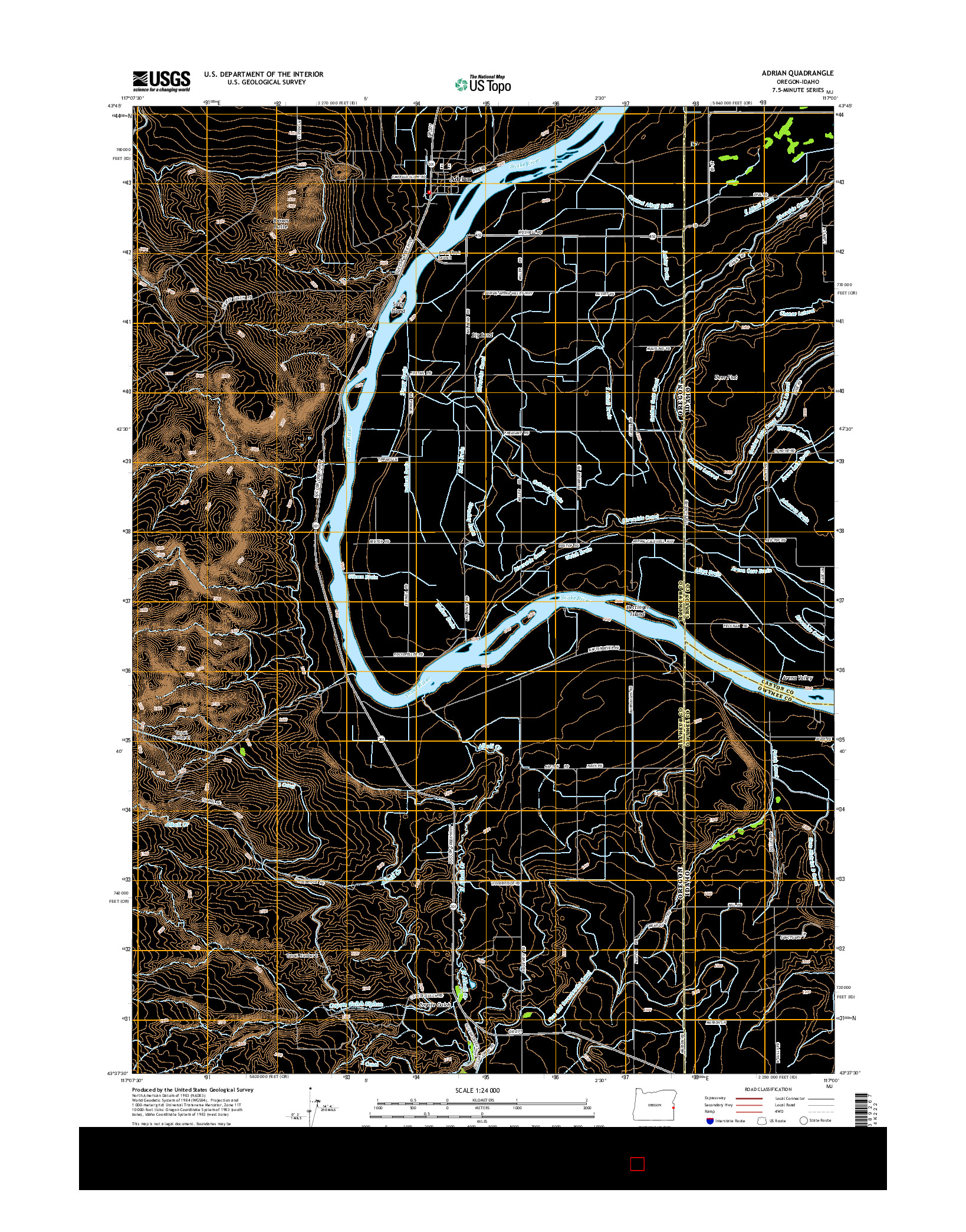 USGS US TOPO 7.5-MINUTE MAP FOR ADRIAN, OR-ID 2014