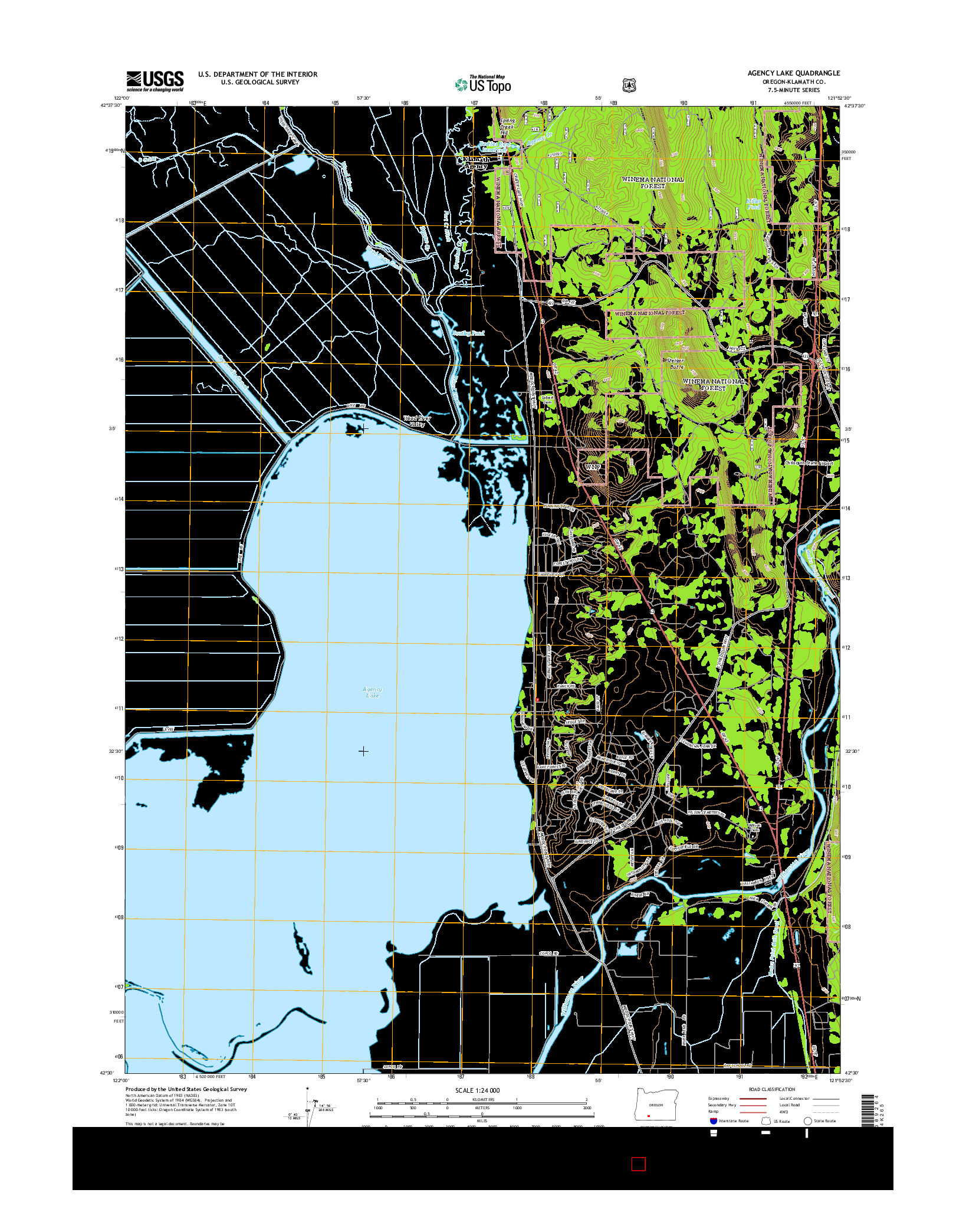 USGS US TOPO 7.5-MINUTE MAP FOR AGENCY LAKE, OR 2014