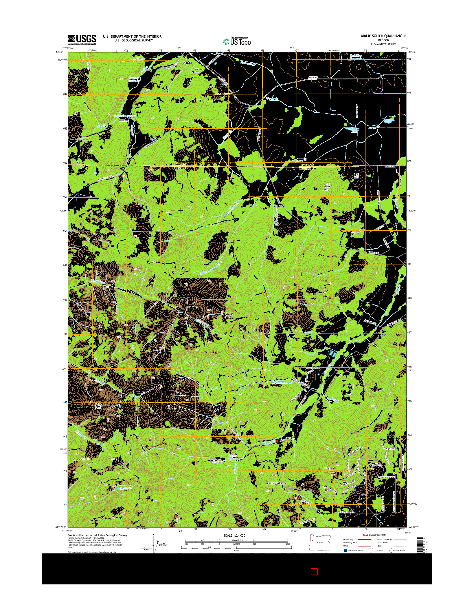 USGS US TOPO 7.5-MINUTE MAP FOR AIRLIE SOUTH, OR 2014