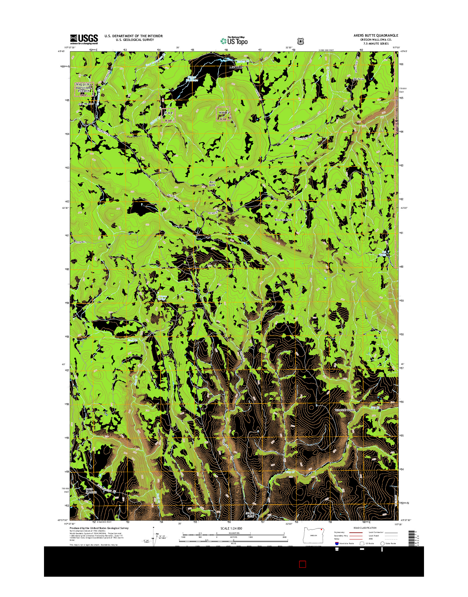 USGS US TOPO 7.5-MINUTE MAP FOR AKERS BUTTE, OR 2014