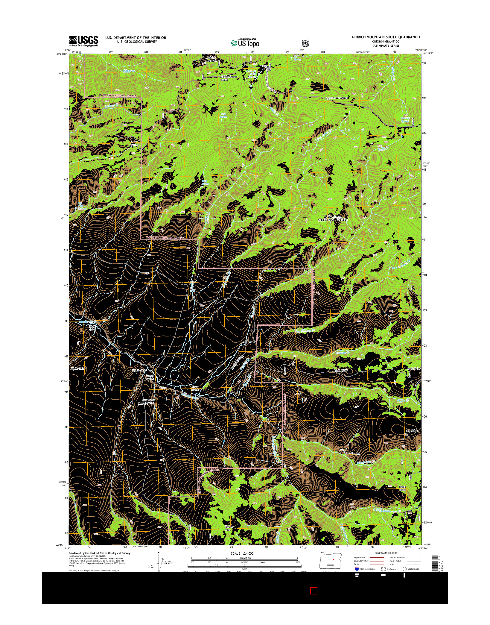 USGS US TOPO 7.5-MINUTE MAP FOR ALDRICH MOUNTAIN SOUTH, OR 2014