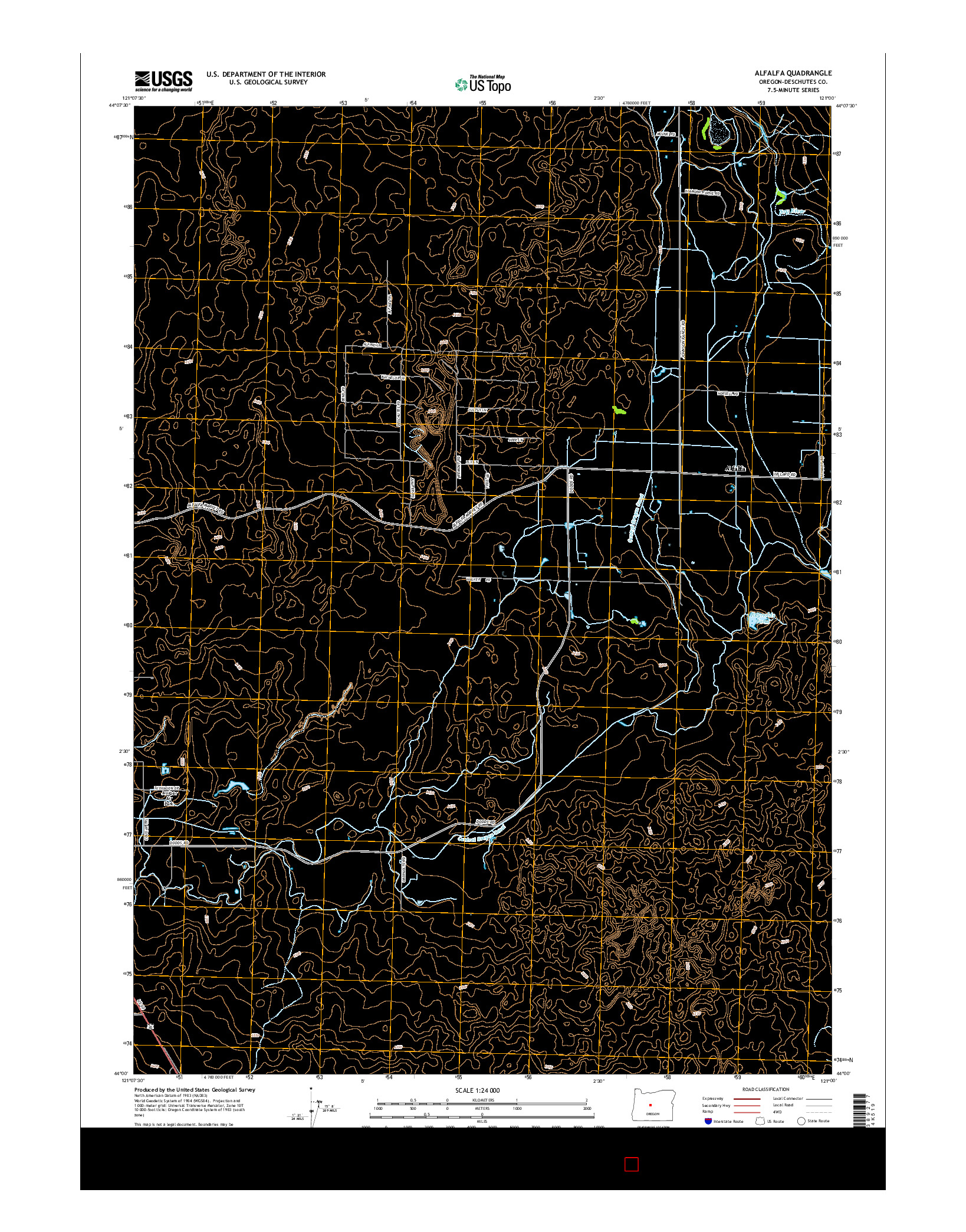 USGS US TOPO 7.5-MINUTE MAP FOR ALFALFA, OR 2014