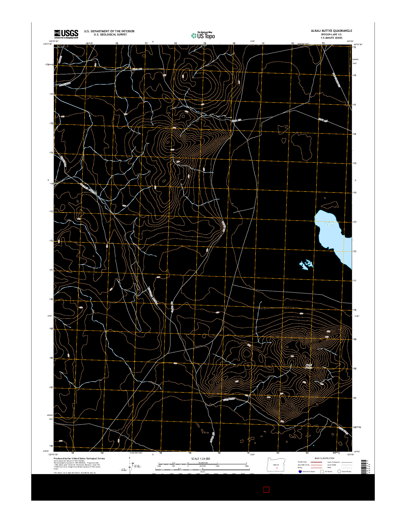 USGS US TOPO 7.5-MINUTE MAP FOR ALKALI BUTTES, OR 2014