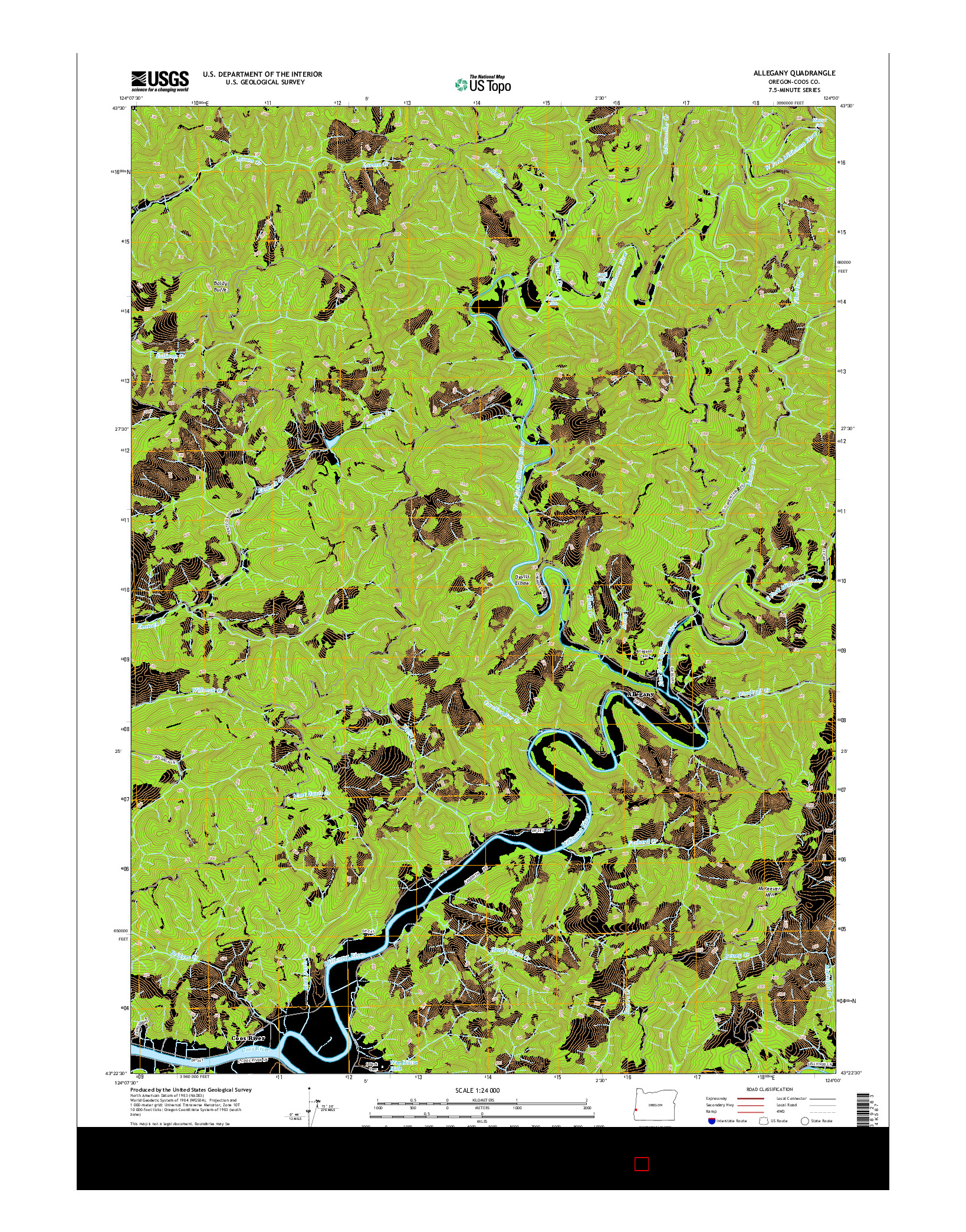 USGS US TOPO 7.5-MINUTE MAP FOR ALLEGANY, OR 2014