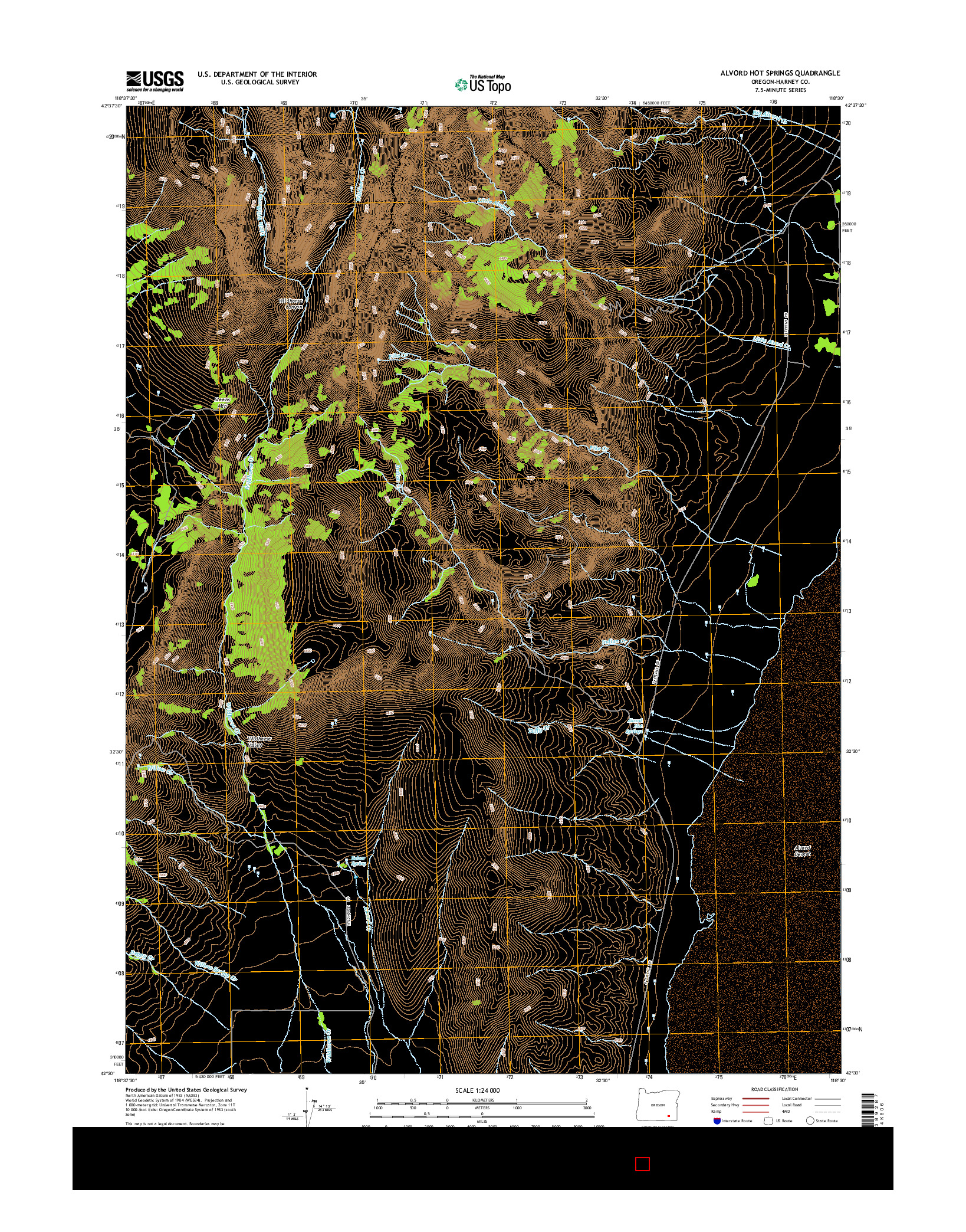 USGS US TOPO 7.5-MINUTE MAP FOR ALVORD HOT SPRINGS, OR 2014