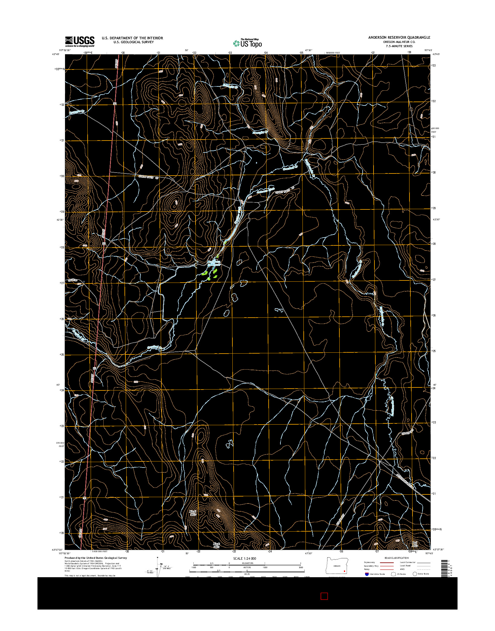 USGS US TOPO 7.5-MINUTE MAP FOR ANDERSON RESERVOIR, OR 2014