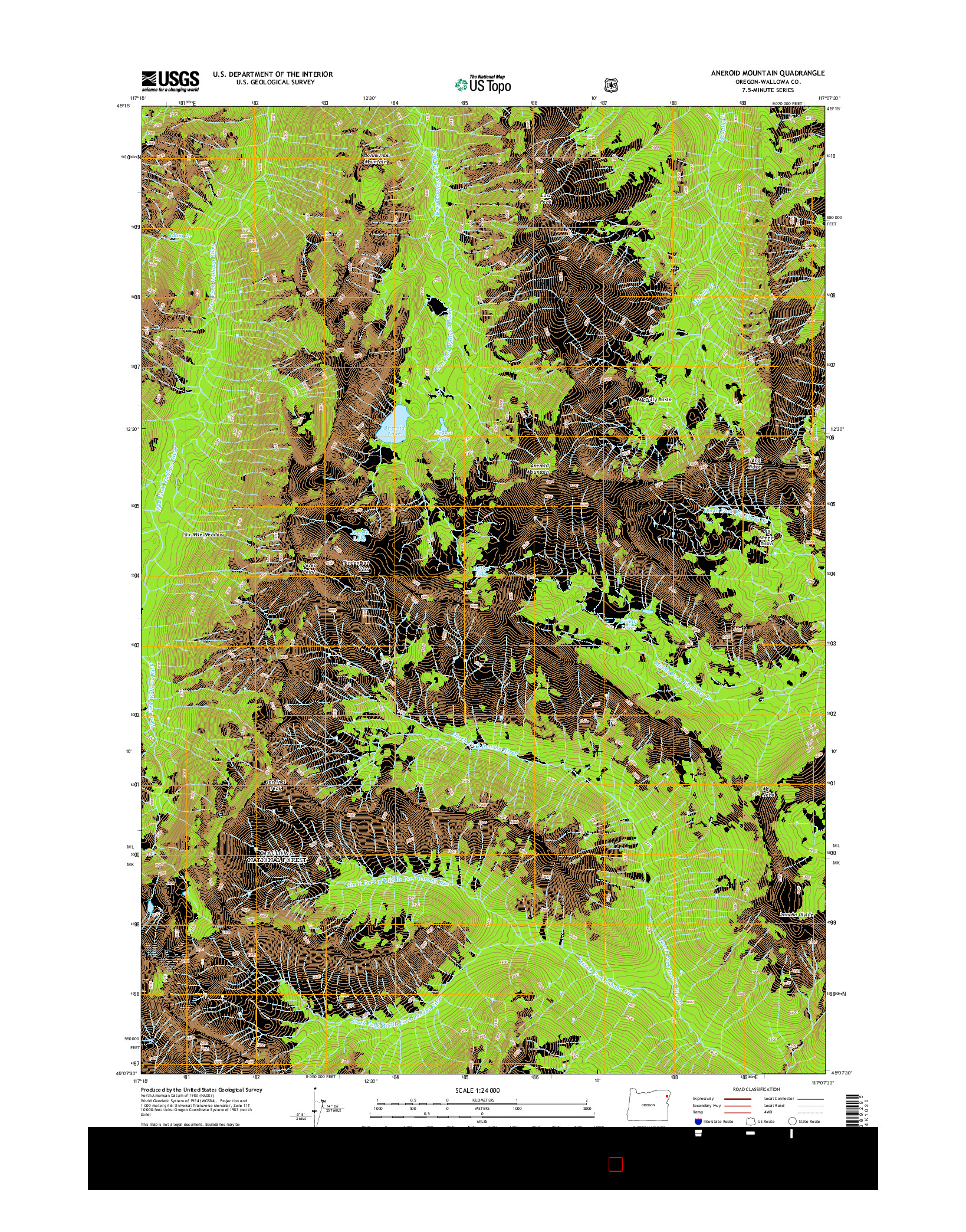 USGS US TOPO 7.5-MINUTE MAP FOR ANEROID MOUNTAIN, OR 2014