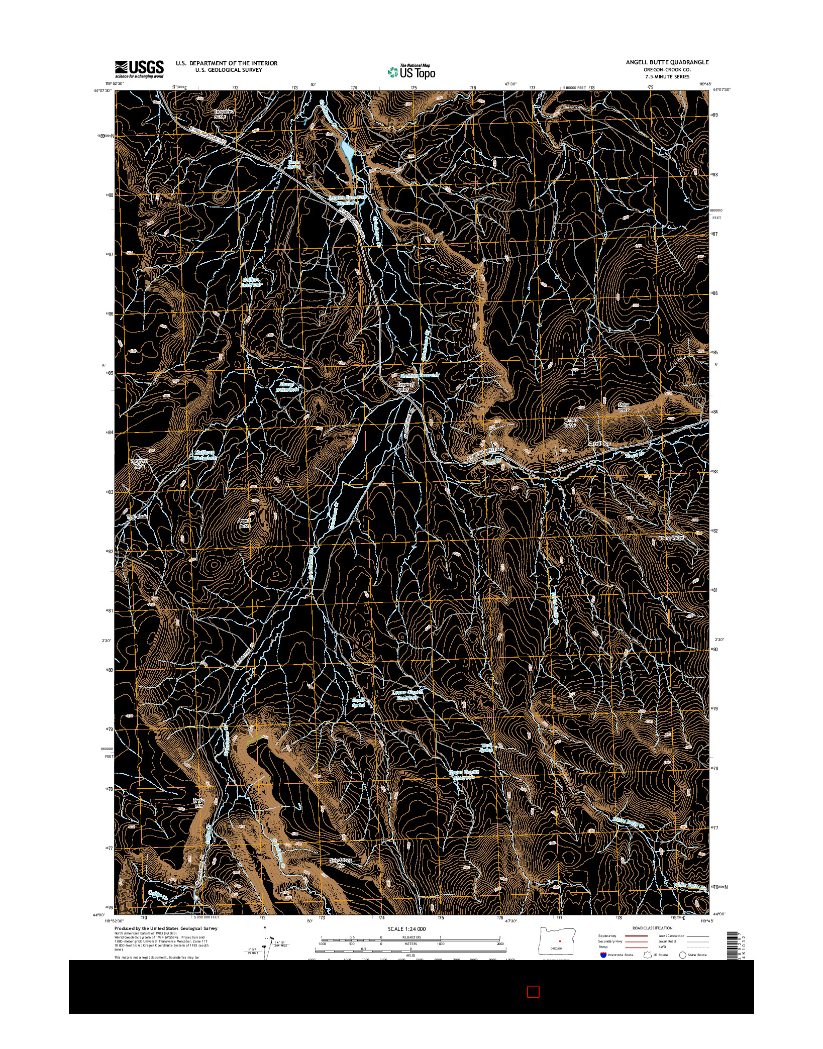 USGS US TOPO 7.5-MINUTE MAP FOR ANGELL BUTTE, OR 2014